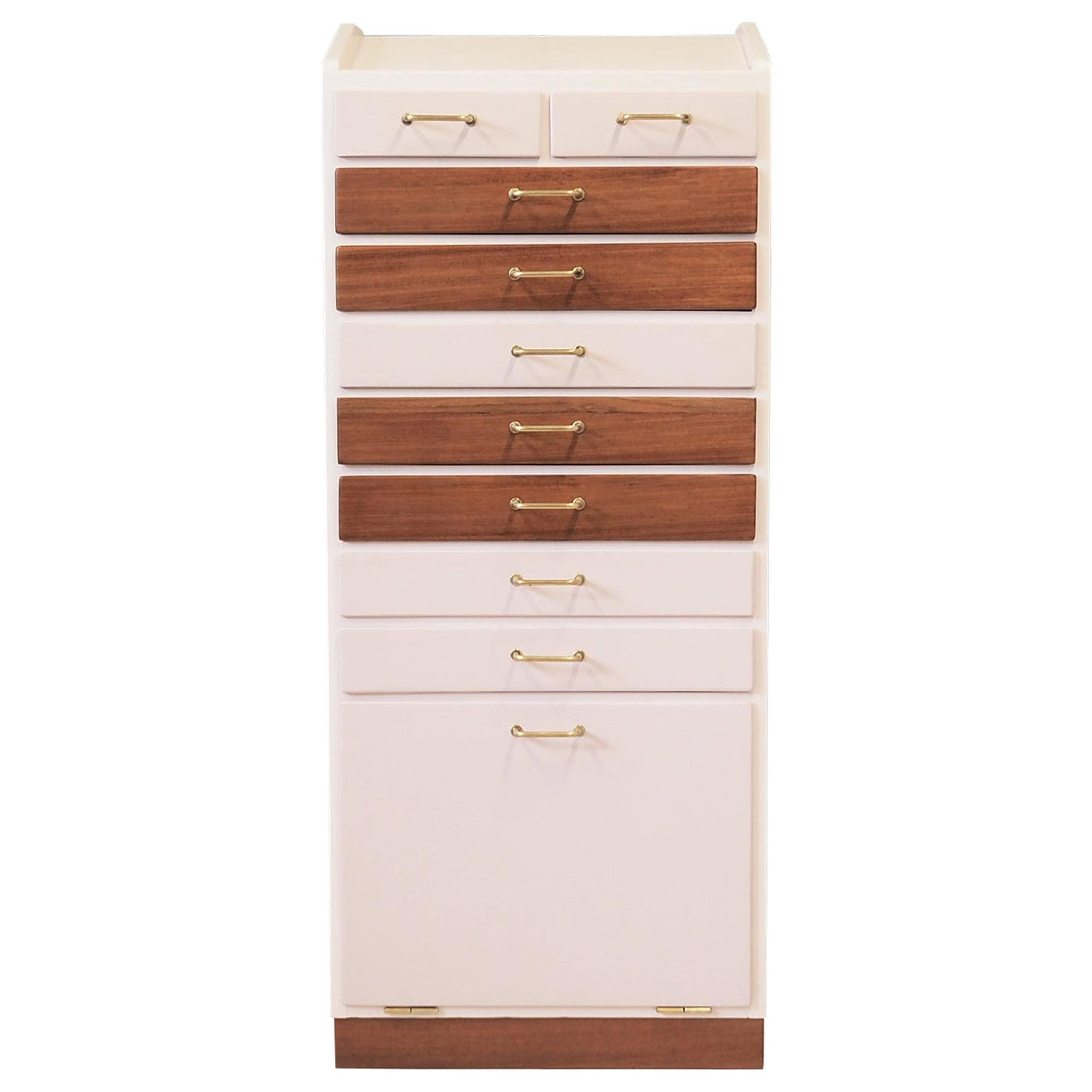 Vintage dresser Teak wood Light pink 1970s