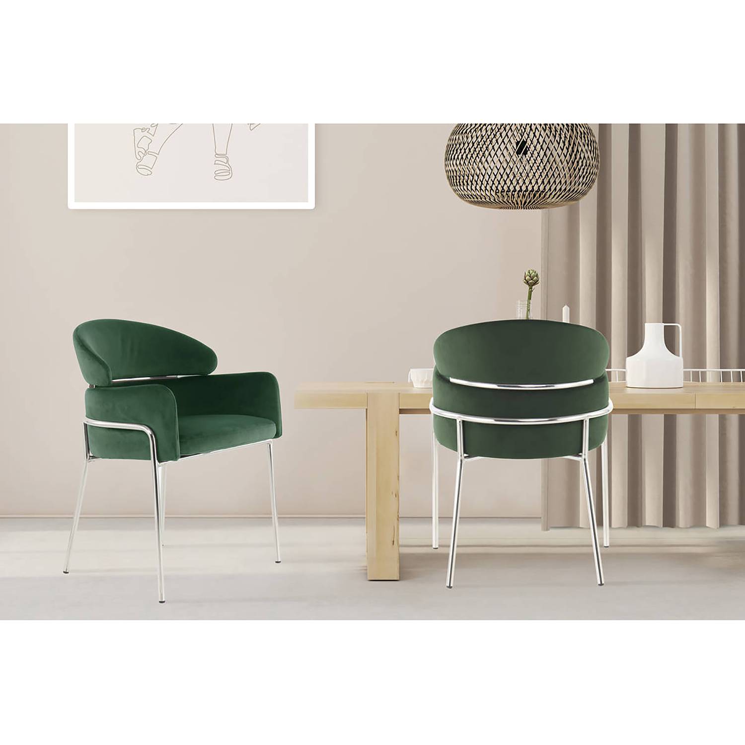 Armchair Elva Silver Green