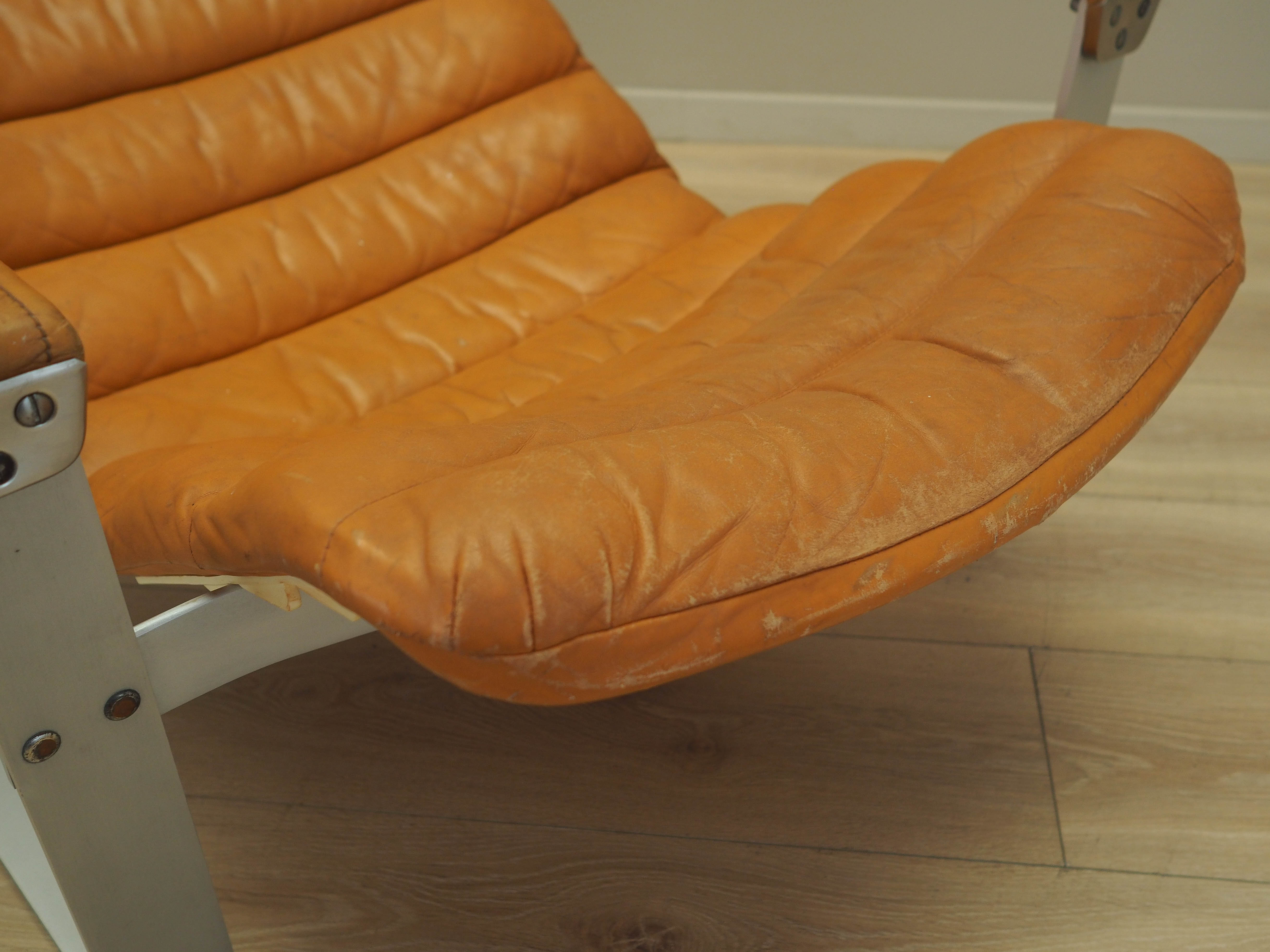 Lounge Chair Metal Leather Orange 1960s