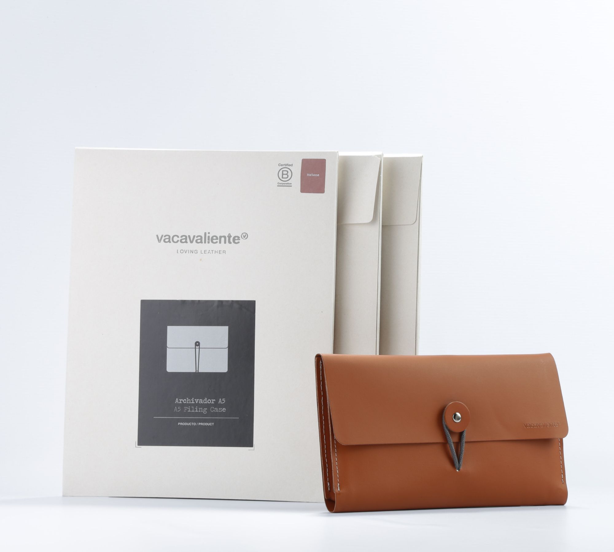 Dokumentenmappe 100% Recyceltes Leder Ingwer