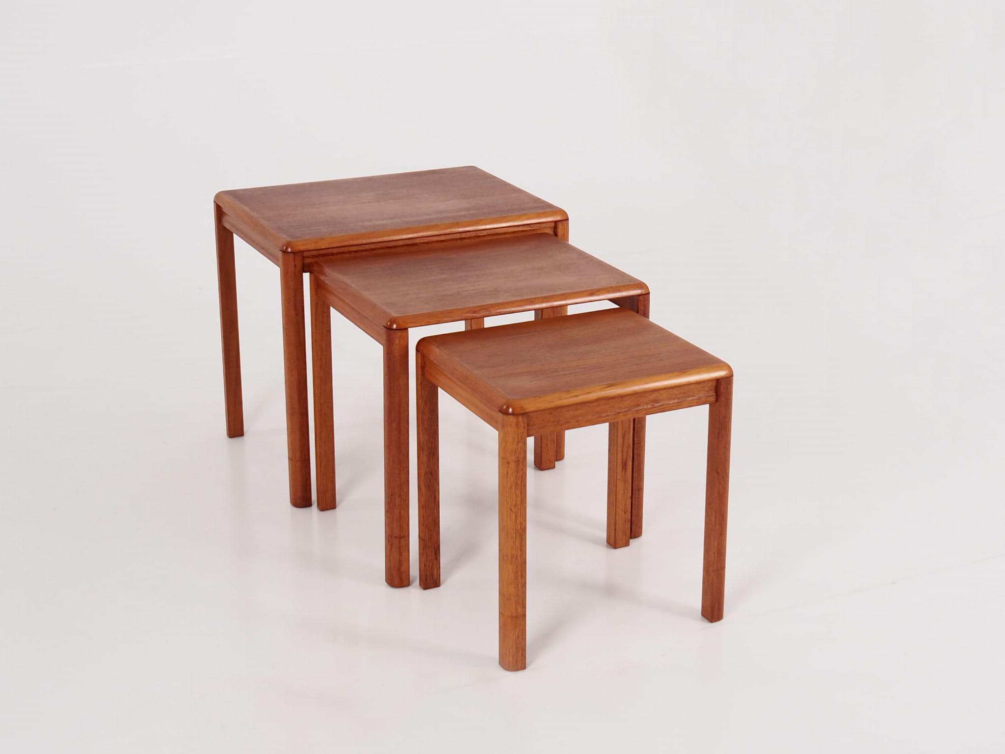 3x Vintage Side Table Teak Brown 1970s
