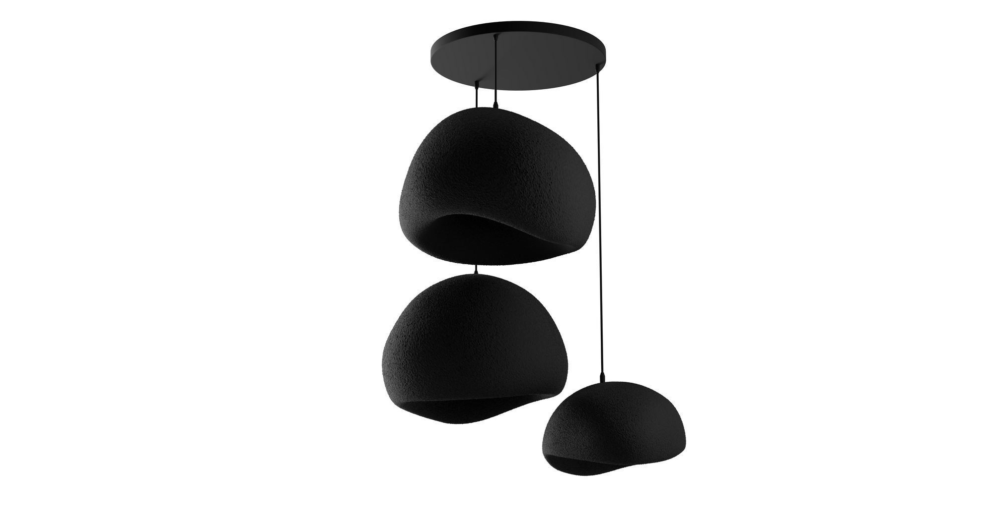 3-Flammig Wabi Sabi Ashveils Pendelleuchte Schwarz