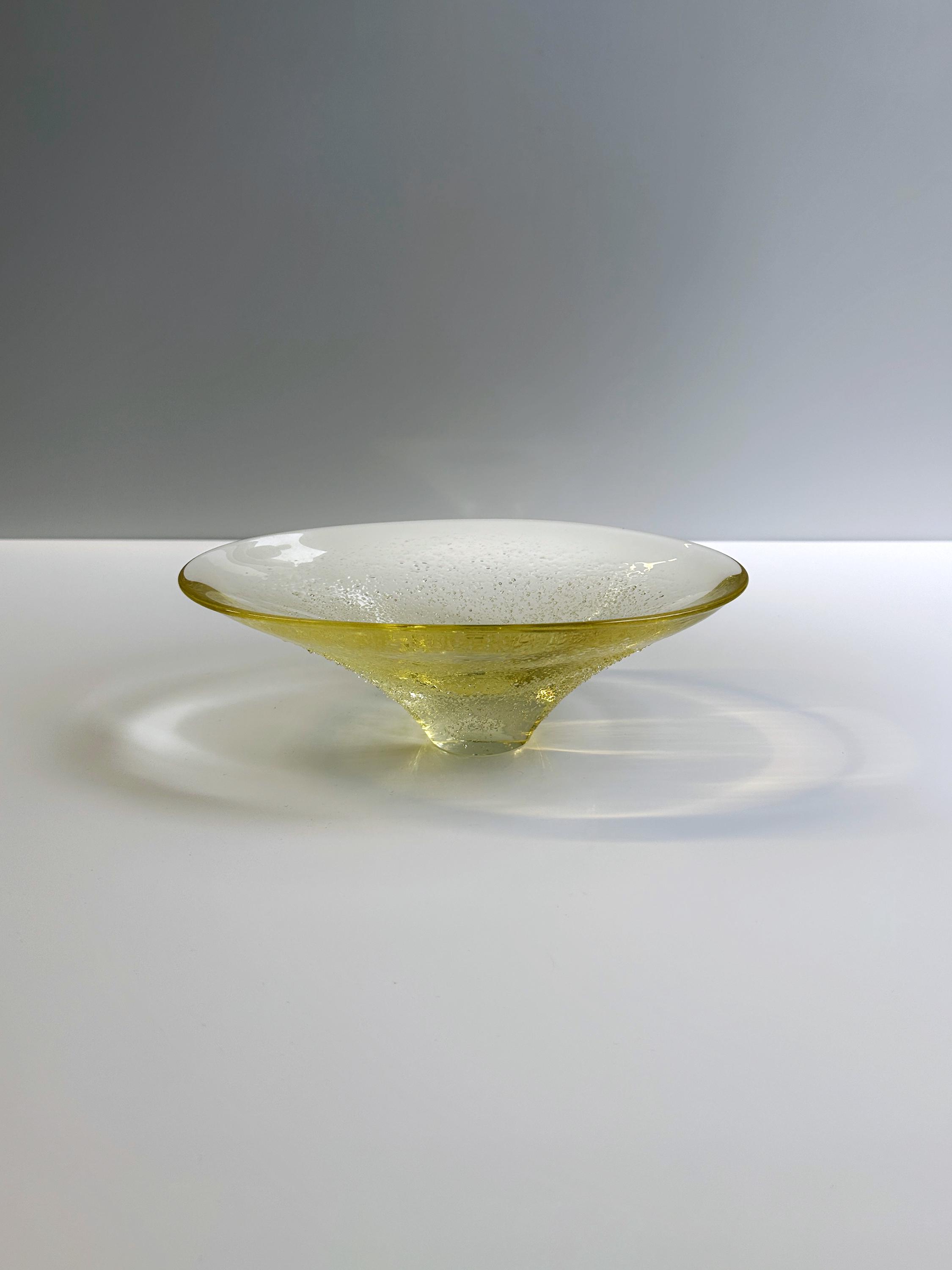Vintage Schale Glas Gelb 1960er Jahre