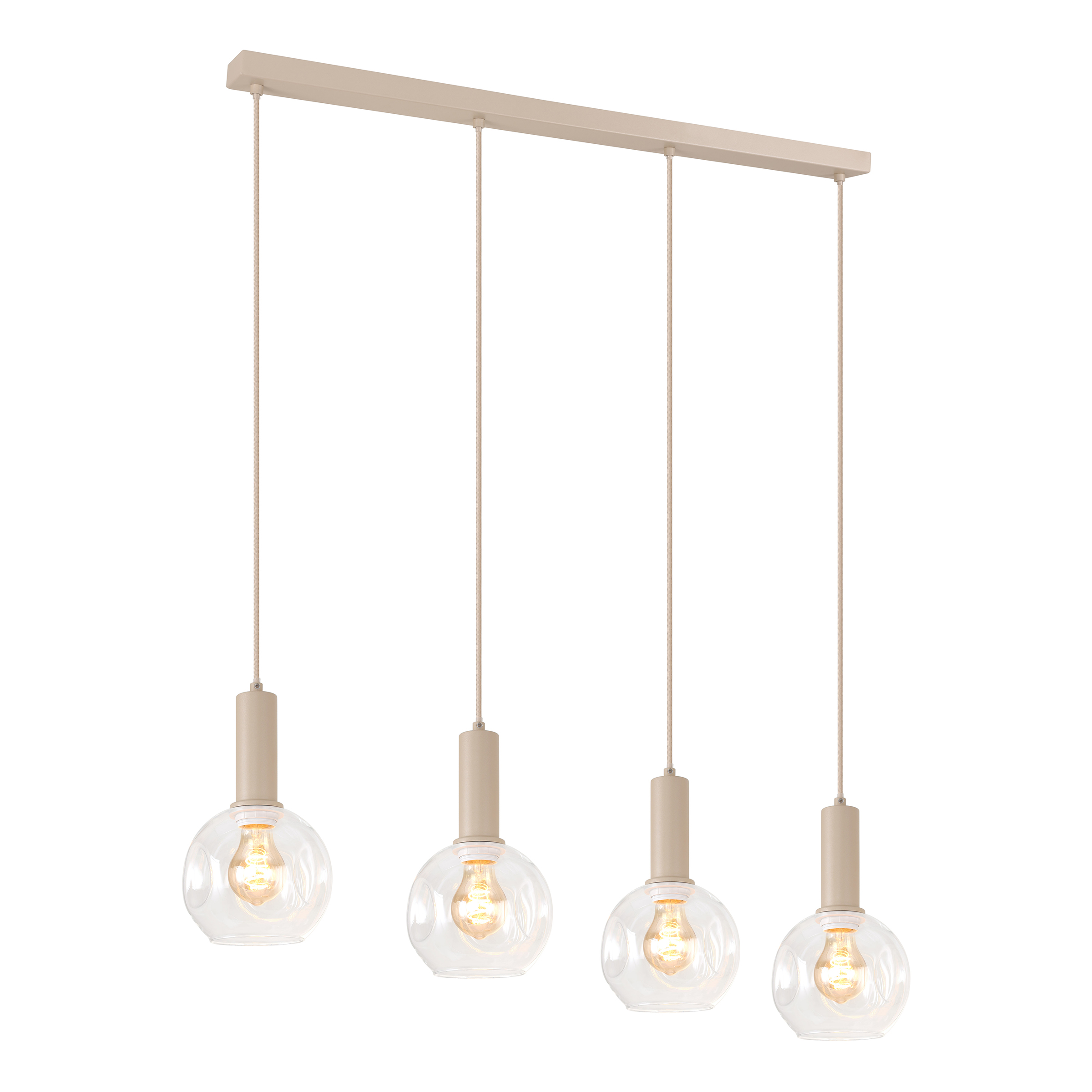 4-Flammig Bilman Pendelleuchte Gusseisen Klarglas Beige