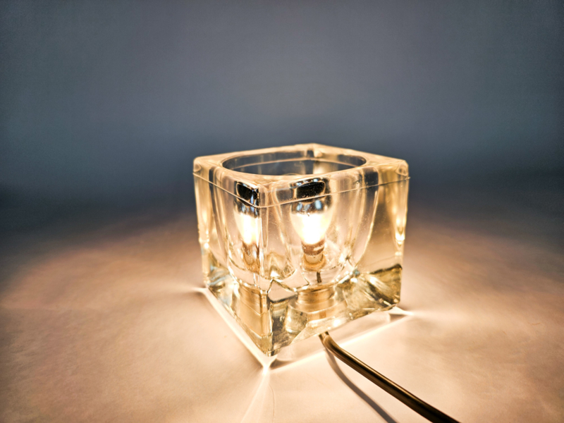 Ice Cube Tischleuchte Glas Transparent 1970er Jahre