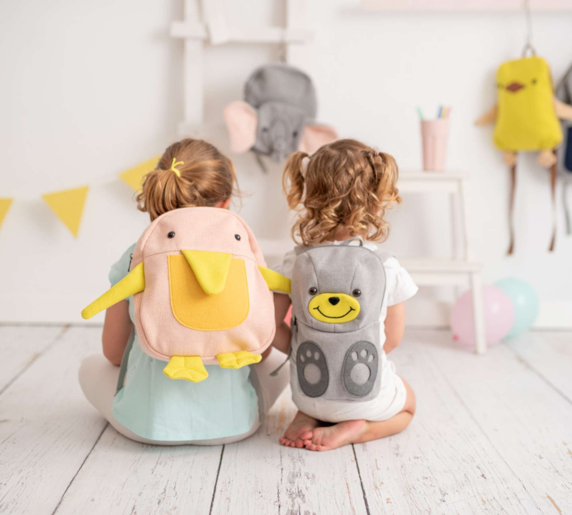 Bear Backpack Cotton Grey