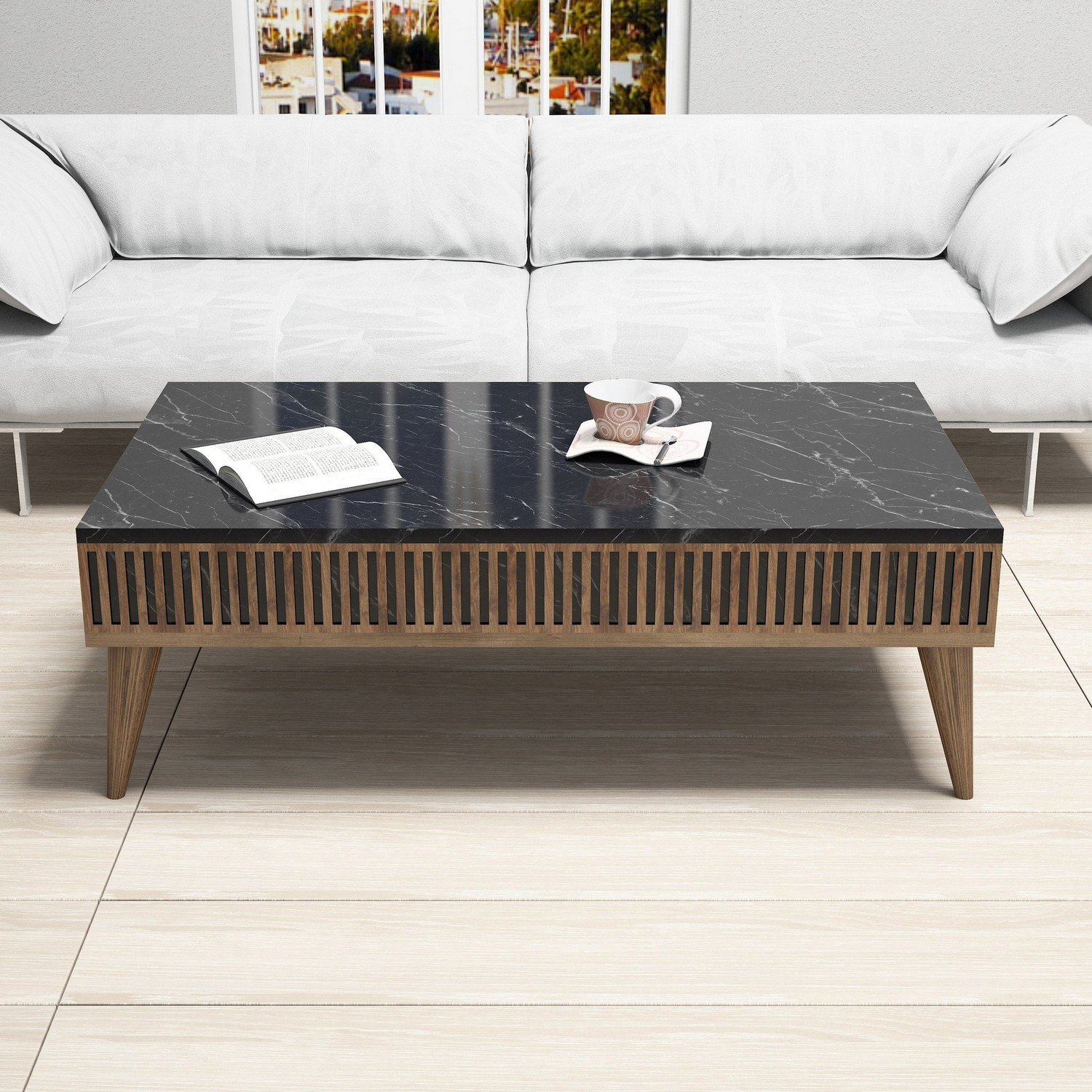 Milan Coffee table walnut brown black