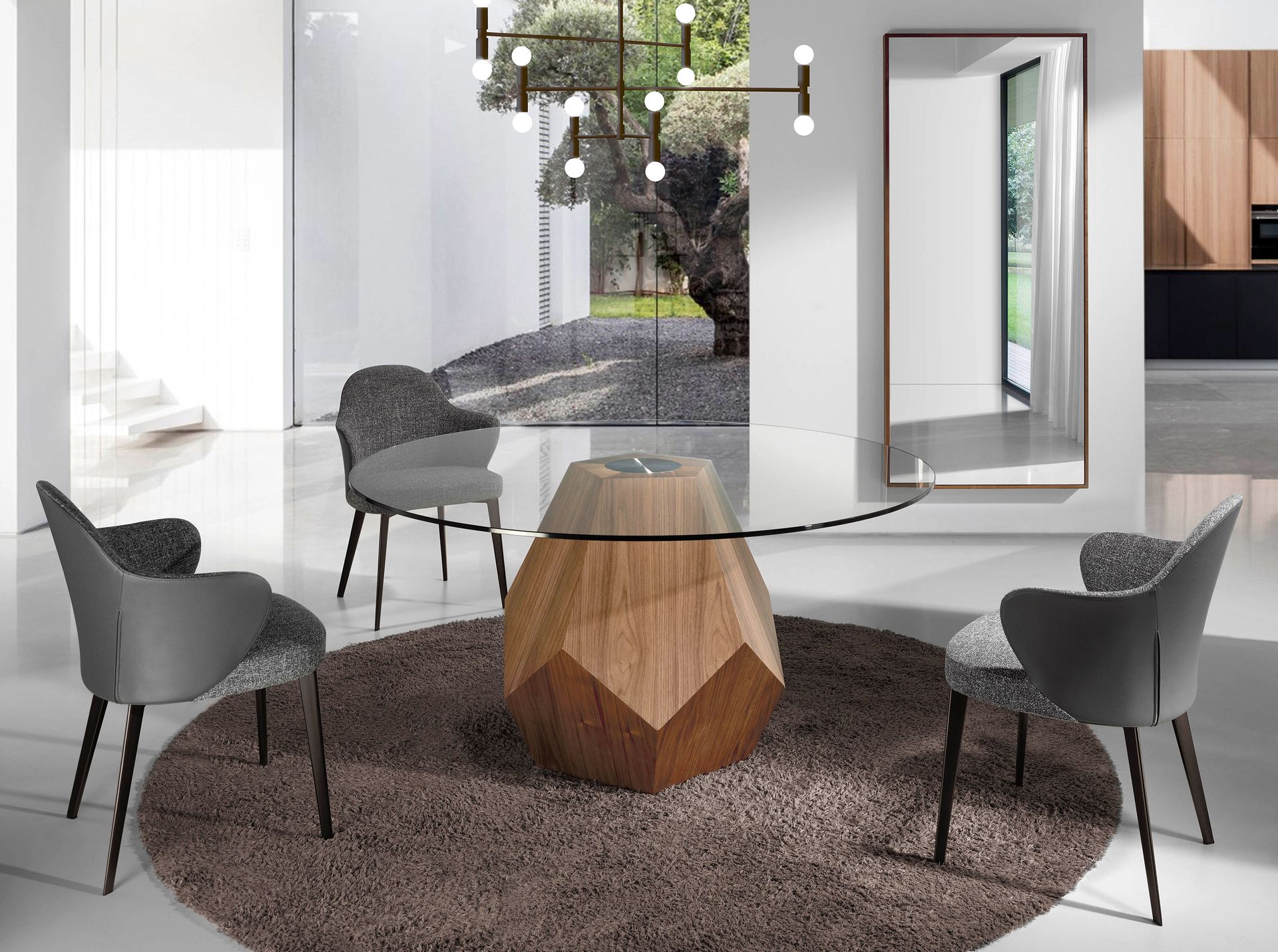 Rectangular wall mirror walnut