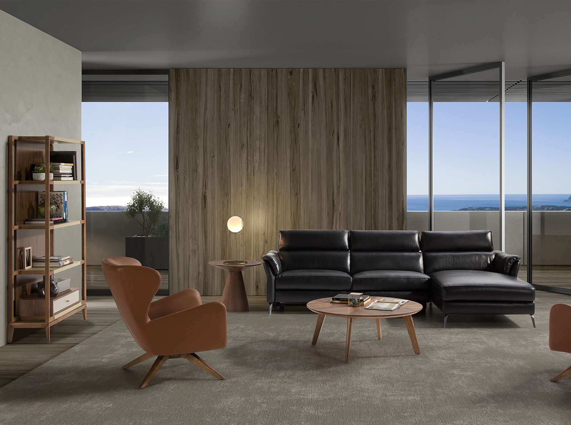 Revolving armchair faux leather brown