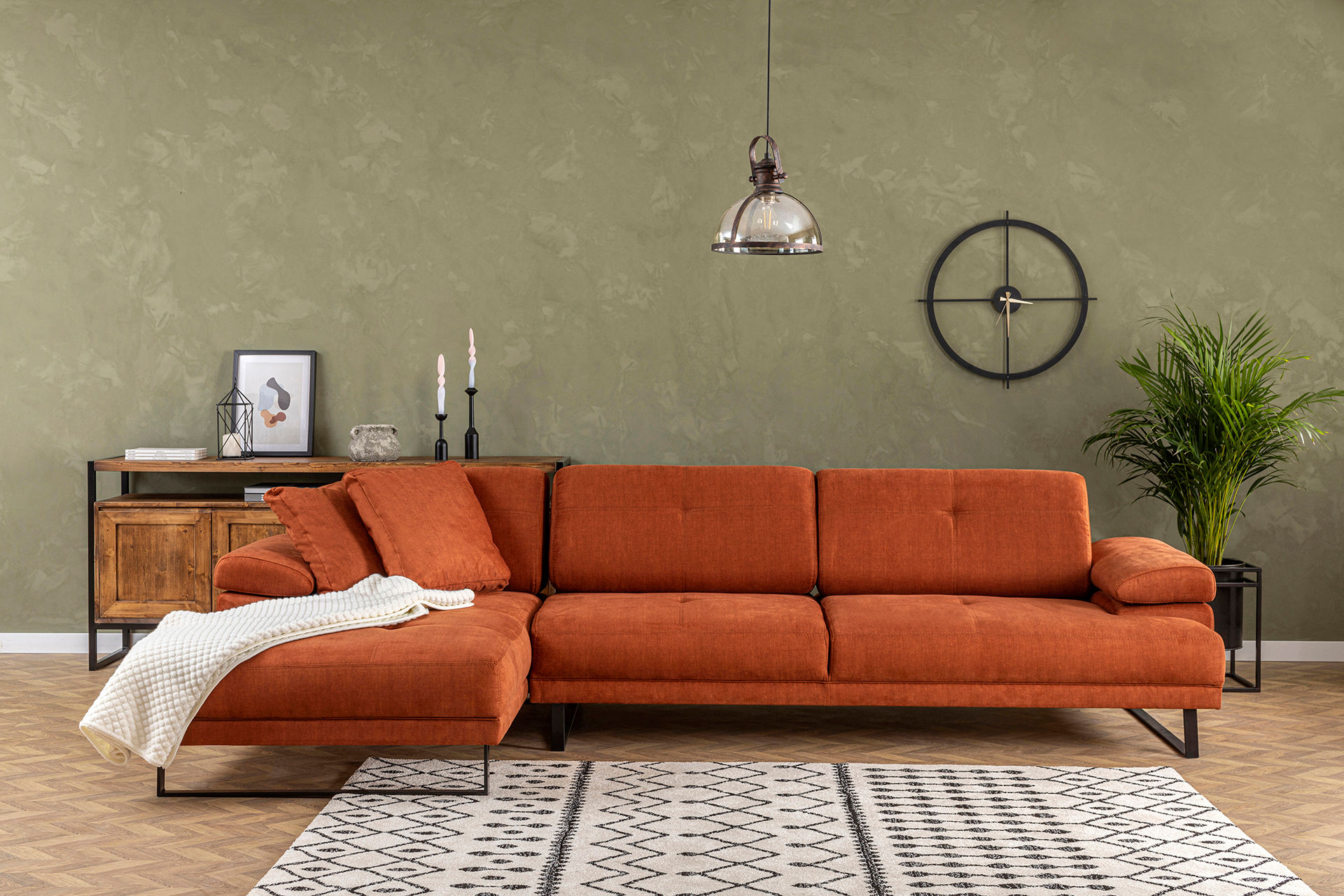 Modernes Sofa Récamiere Links Groß Orange