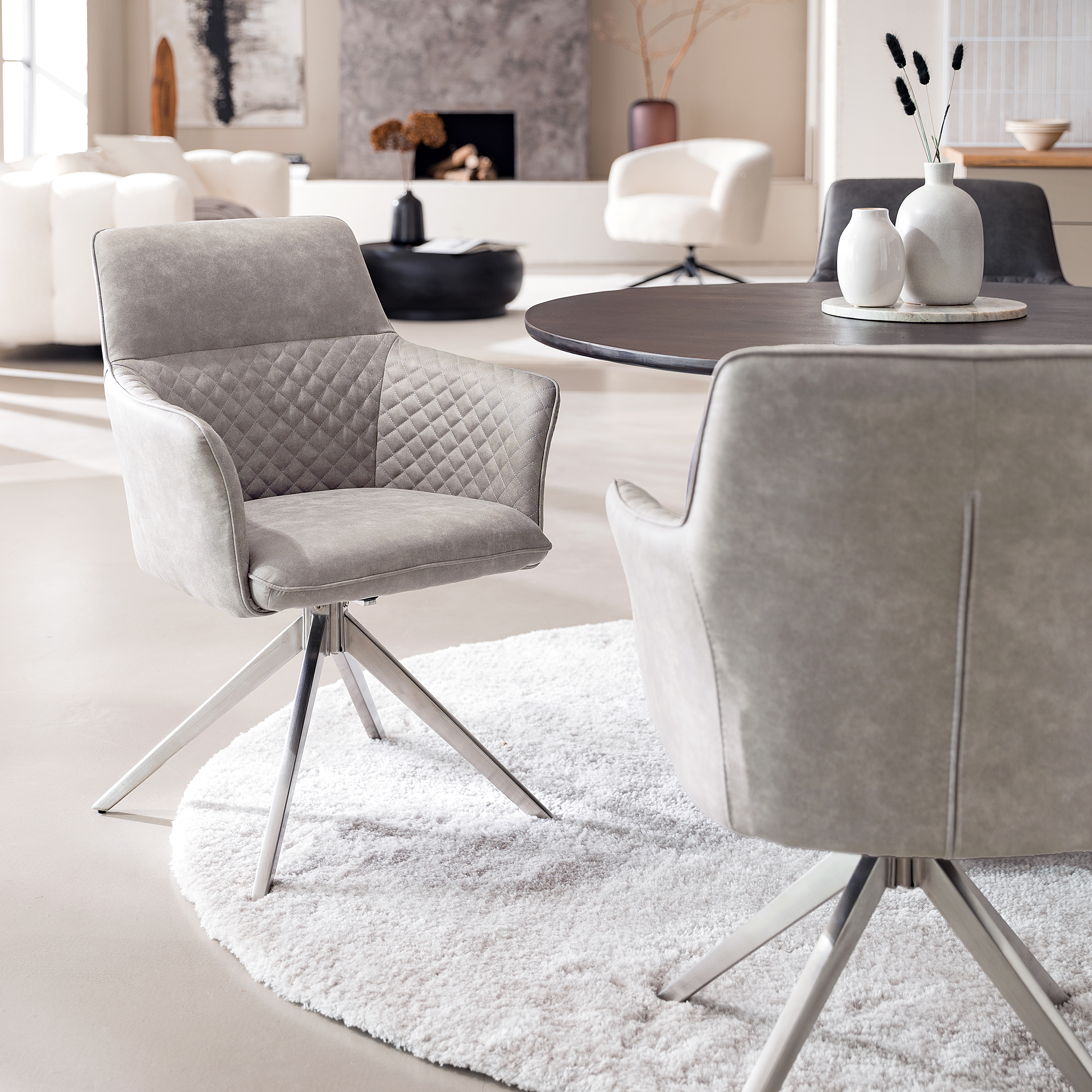 Yevoy Armchair Set of 2 Stainless Steel Gray Silver