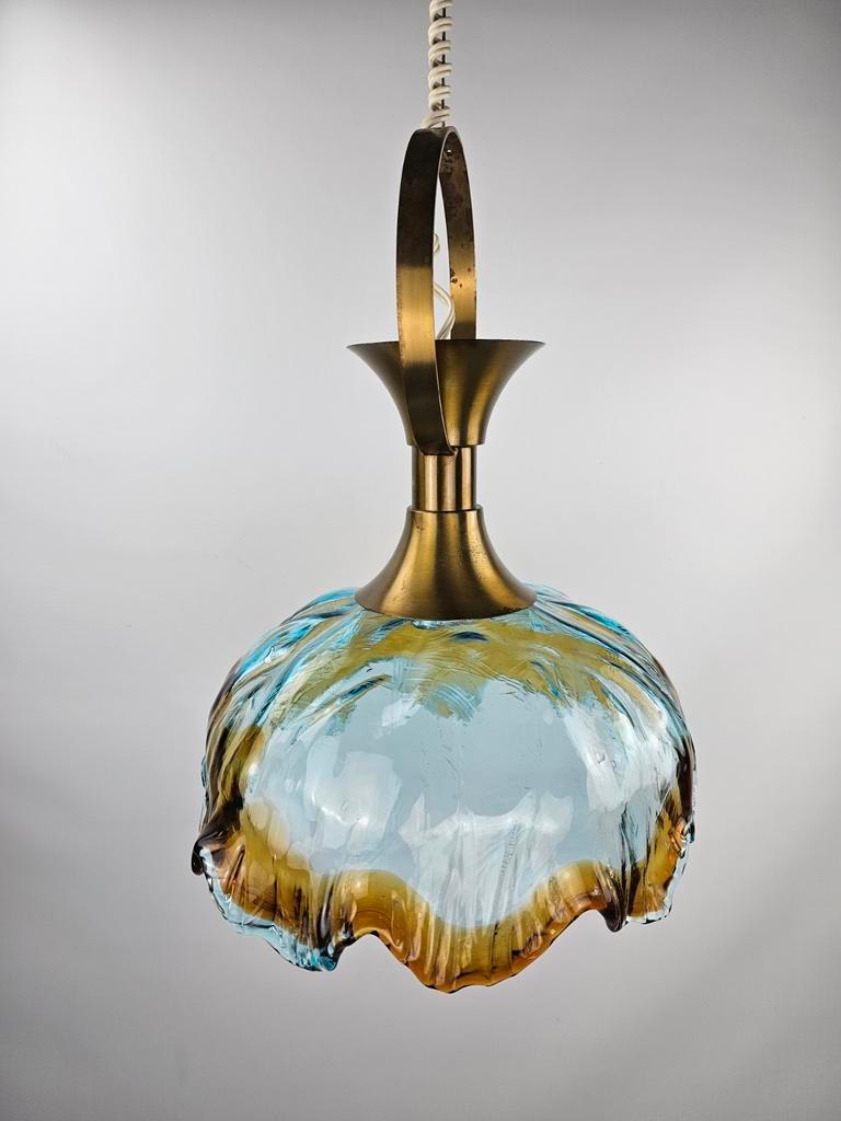 Vintage Pendelleuchte Muranoglas Messing Mehrfarbig