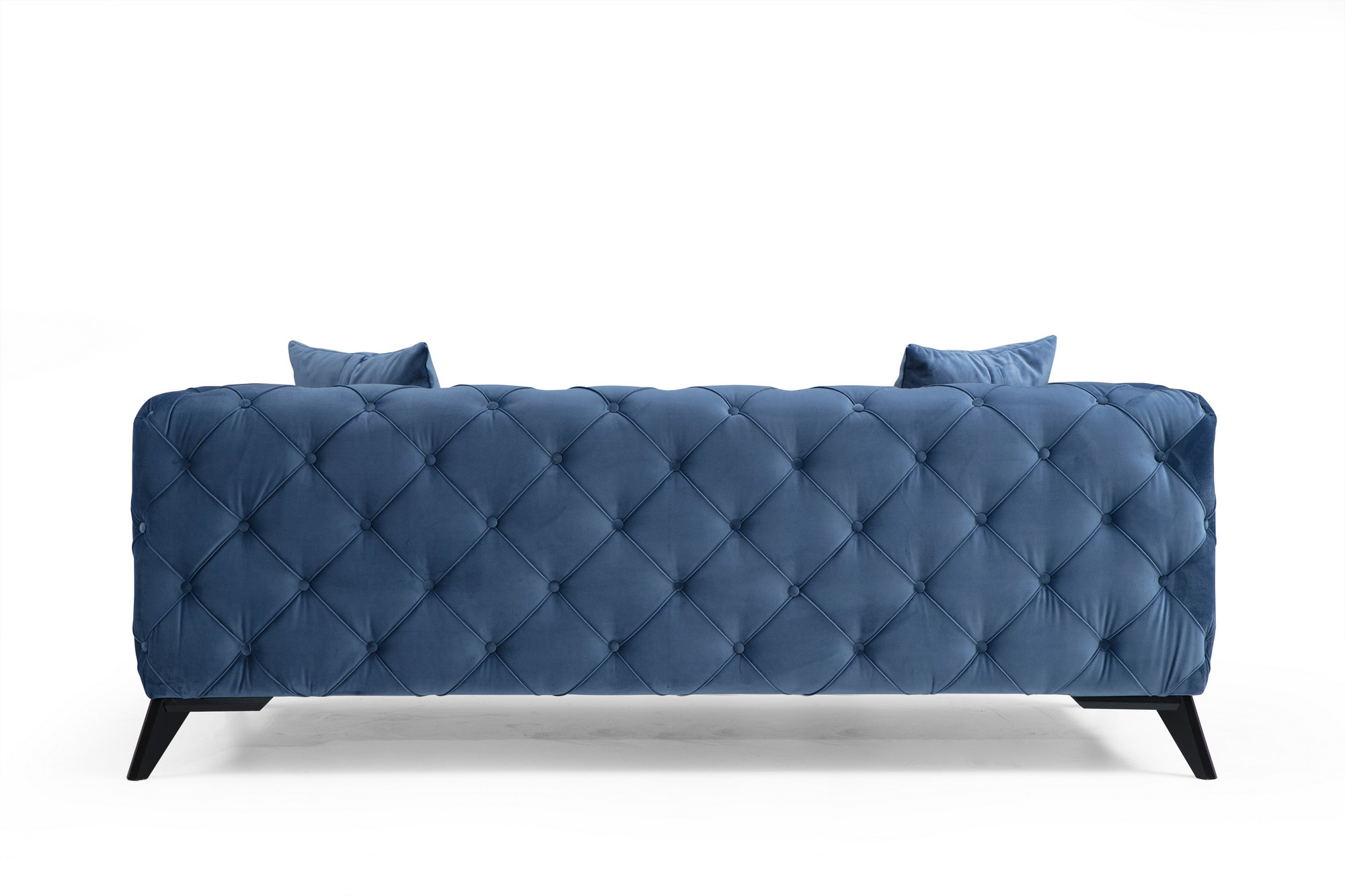 Como Sofa 2-Sitzer Blau mit schwarzen Beinen