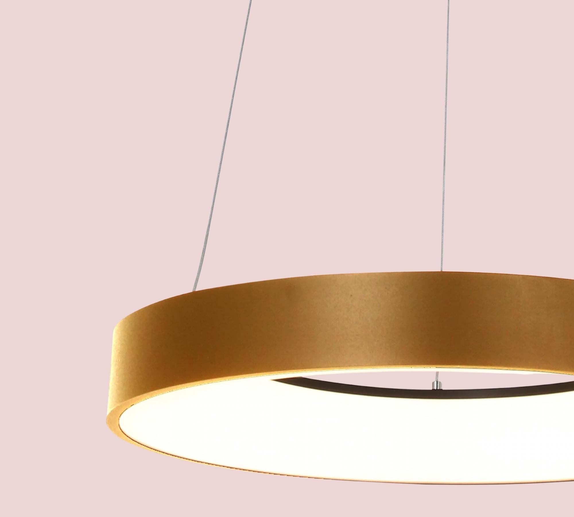 LED pendant light lacquered metal copper