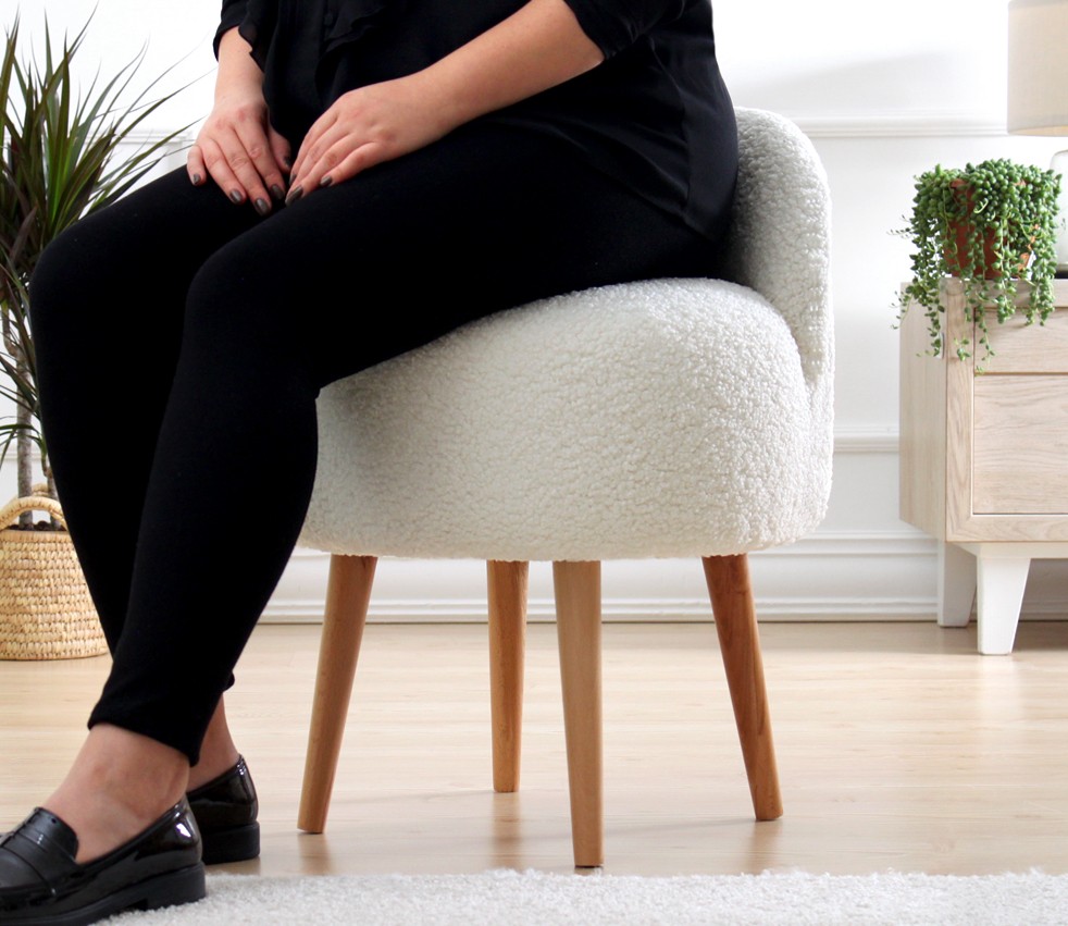 Rufmee Pouf impiallacciatura di legno bianco