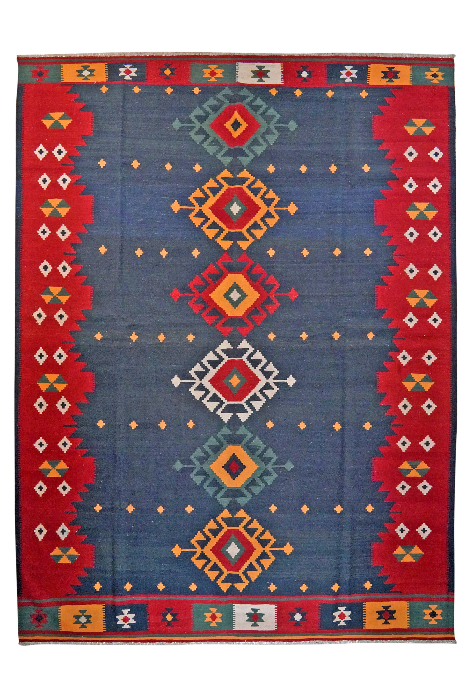 Kilim Gashgai Teppich Blau Rot