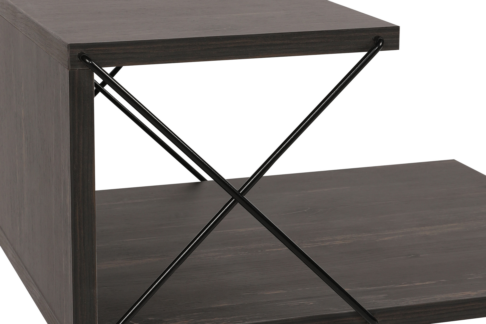 Cross Nightstand Wood Veneer Dark Brown