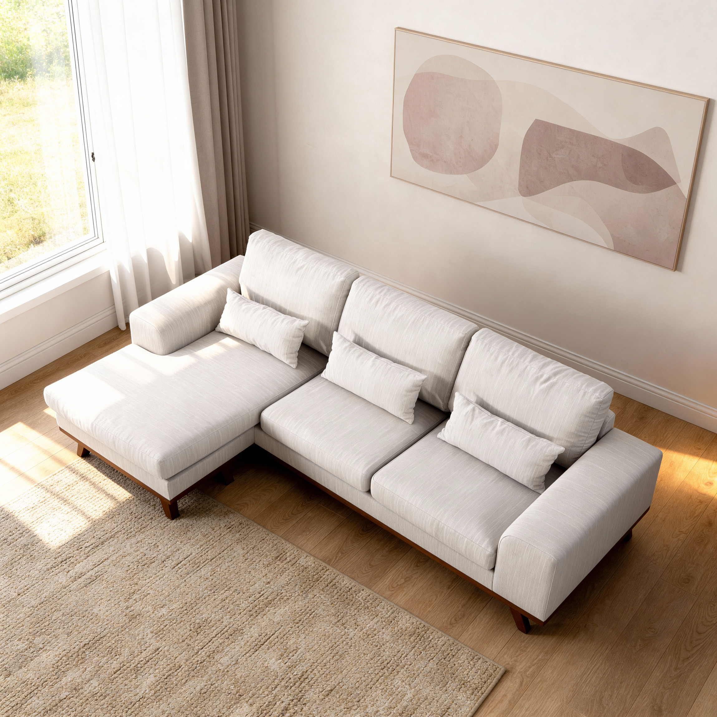 Ecksofa Japandi 3-Sitzer Beige