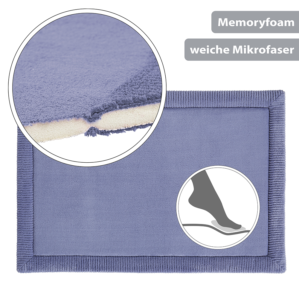 Rutschfeste Microfaser Badematte mit Memory Foam Jeans Blau