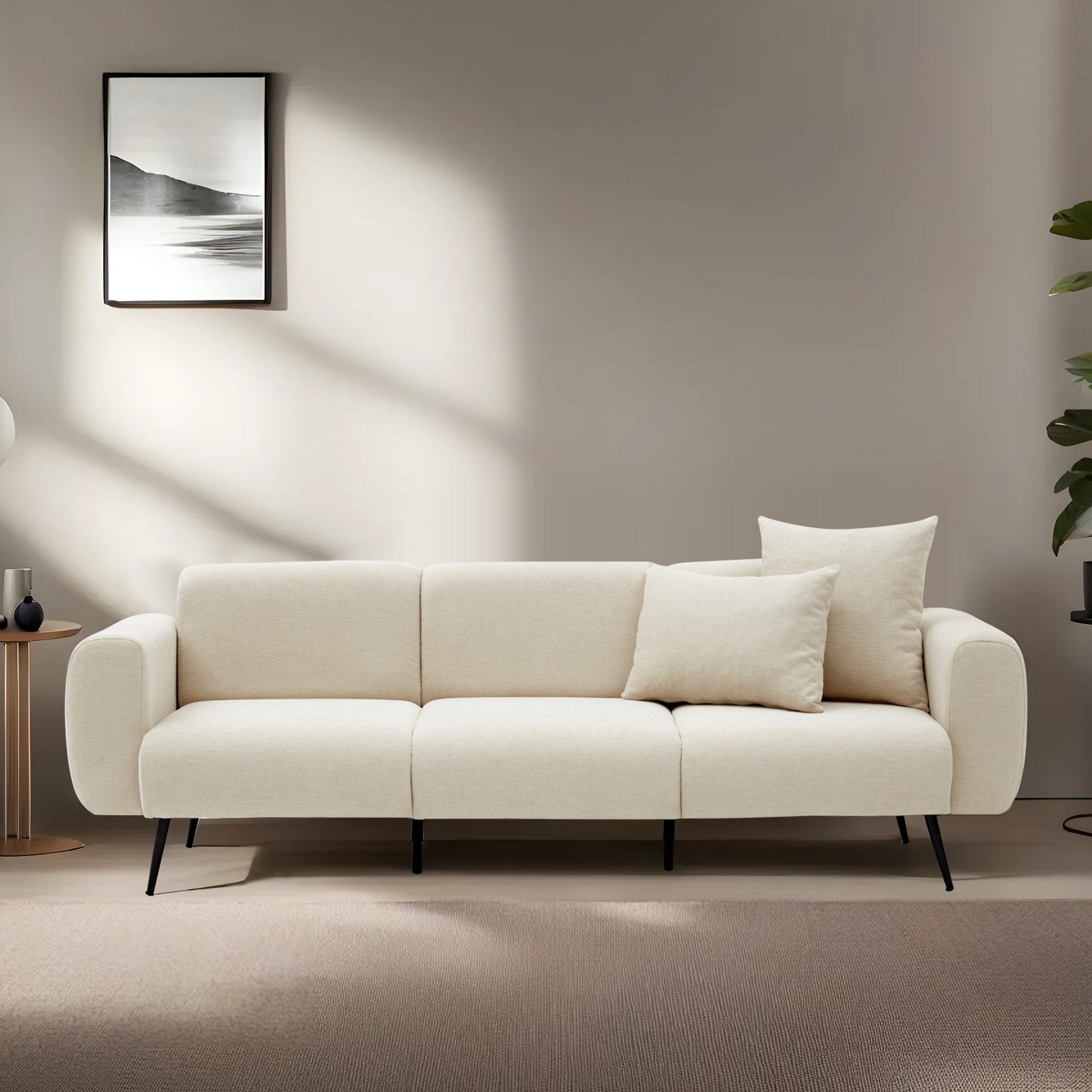 Side Sofa 3-Sitzer Creme