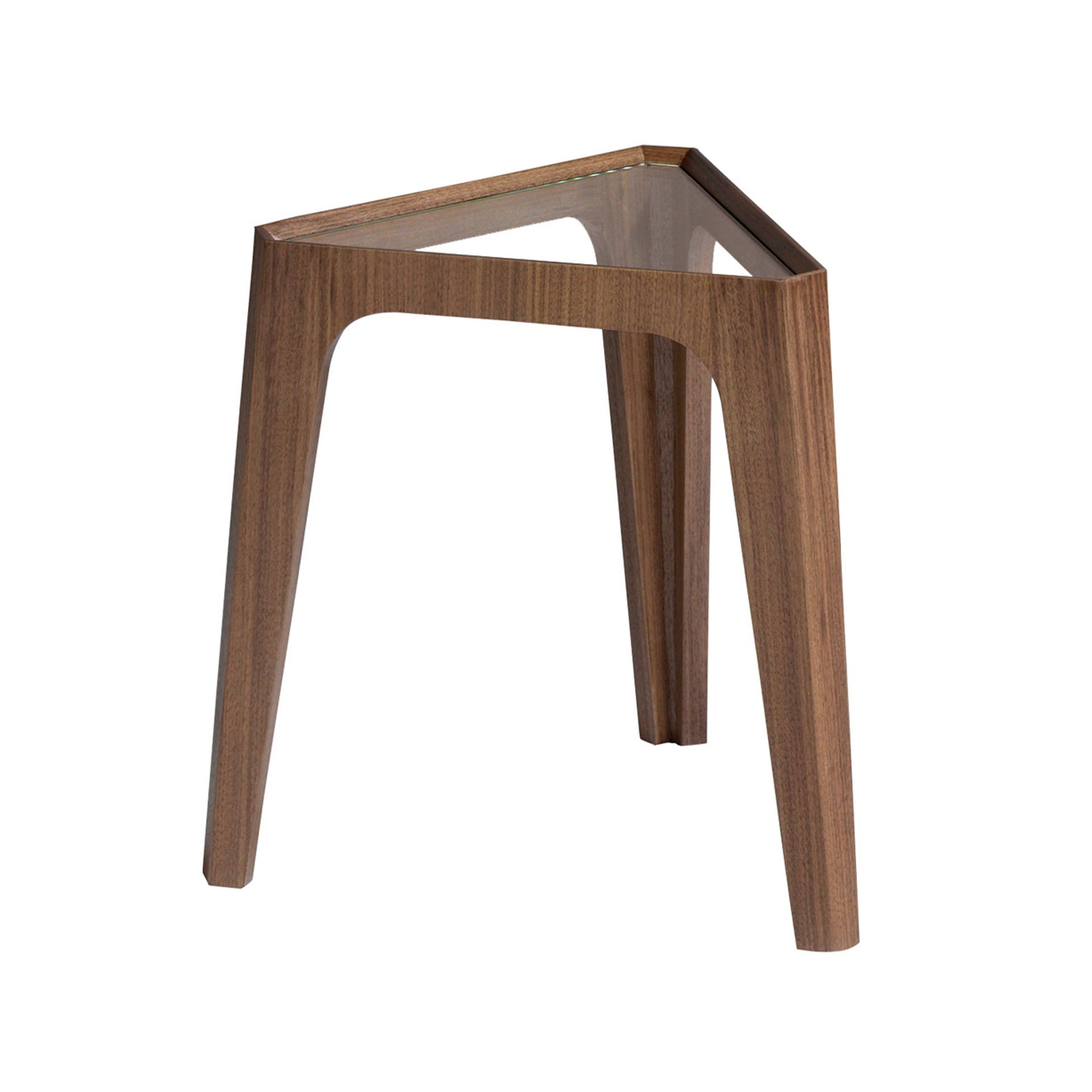 Side table Walnut veneer Glass Brown