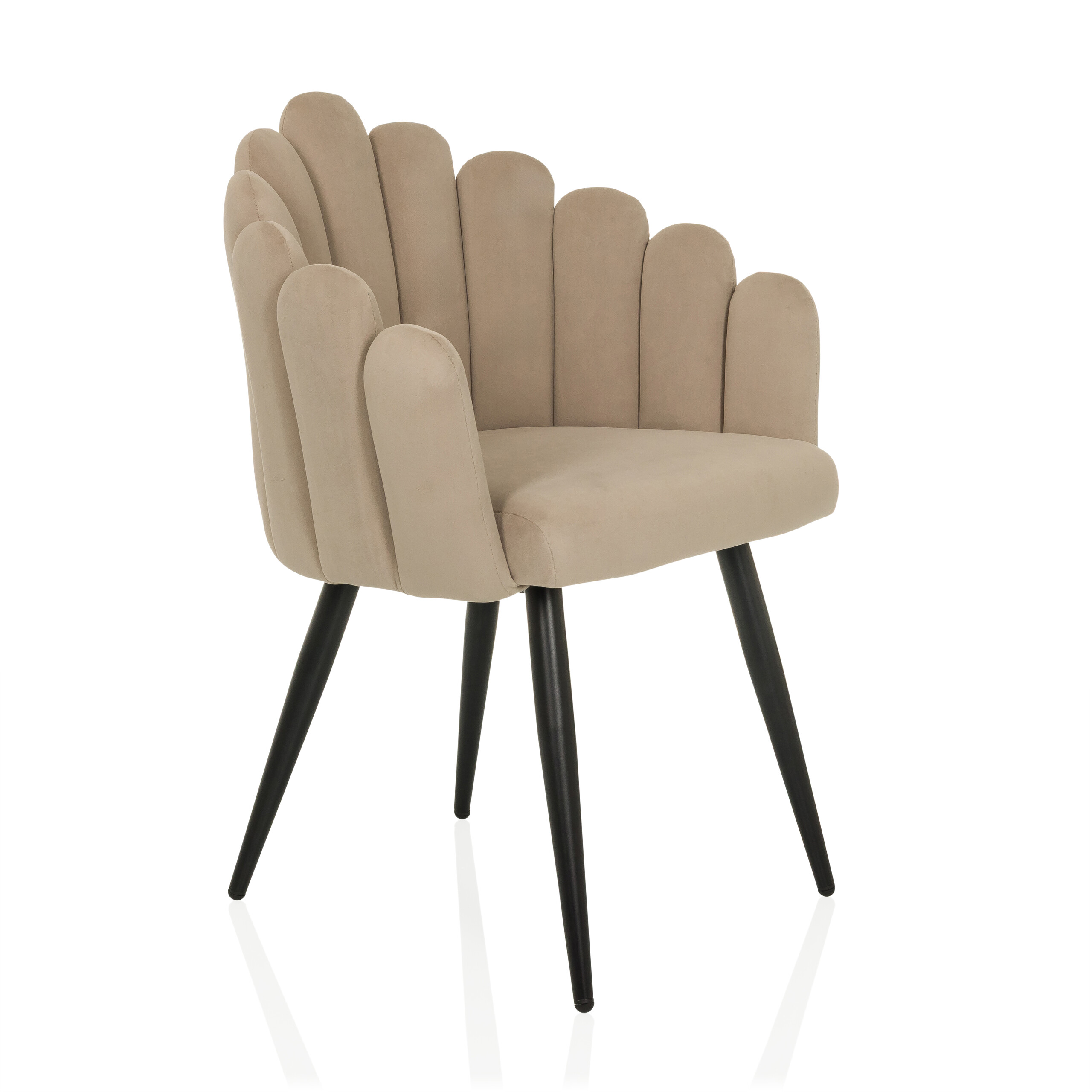 SCALLORE Dining chair in shell shape velvet light brown