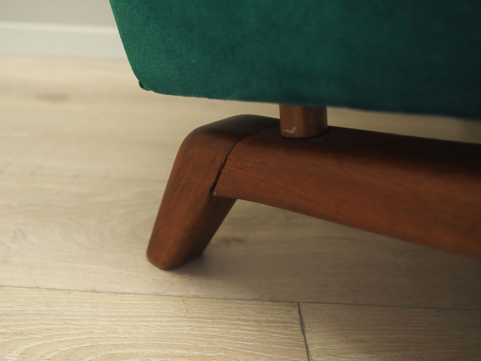 Vintage armchair velvet wood dark green 1970s