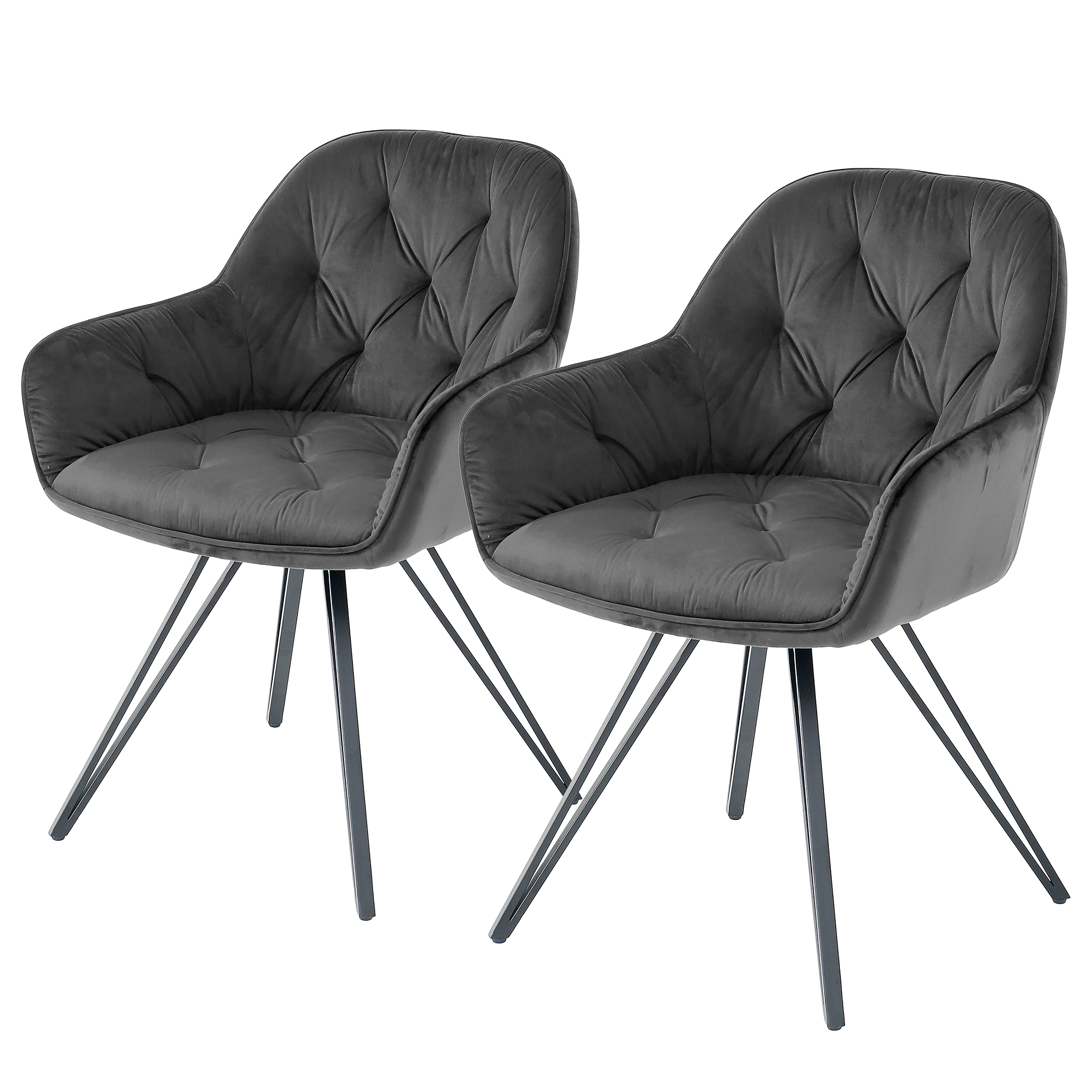 Drehbarer Armlehnenstuhl COIS 2er Set Dunkelgrau