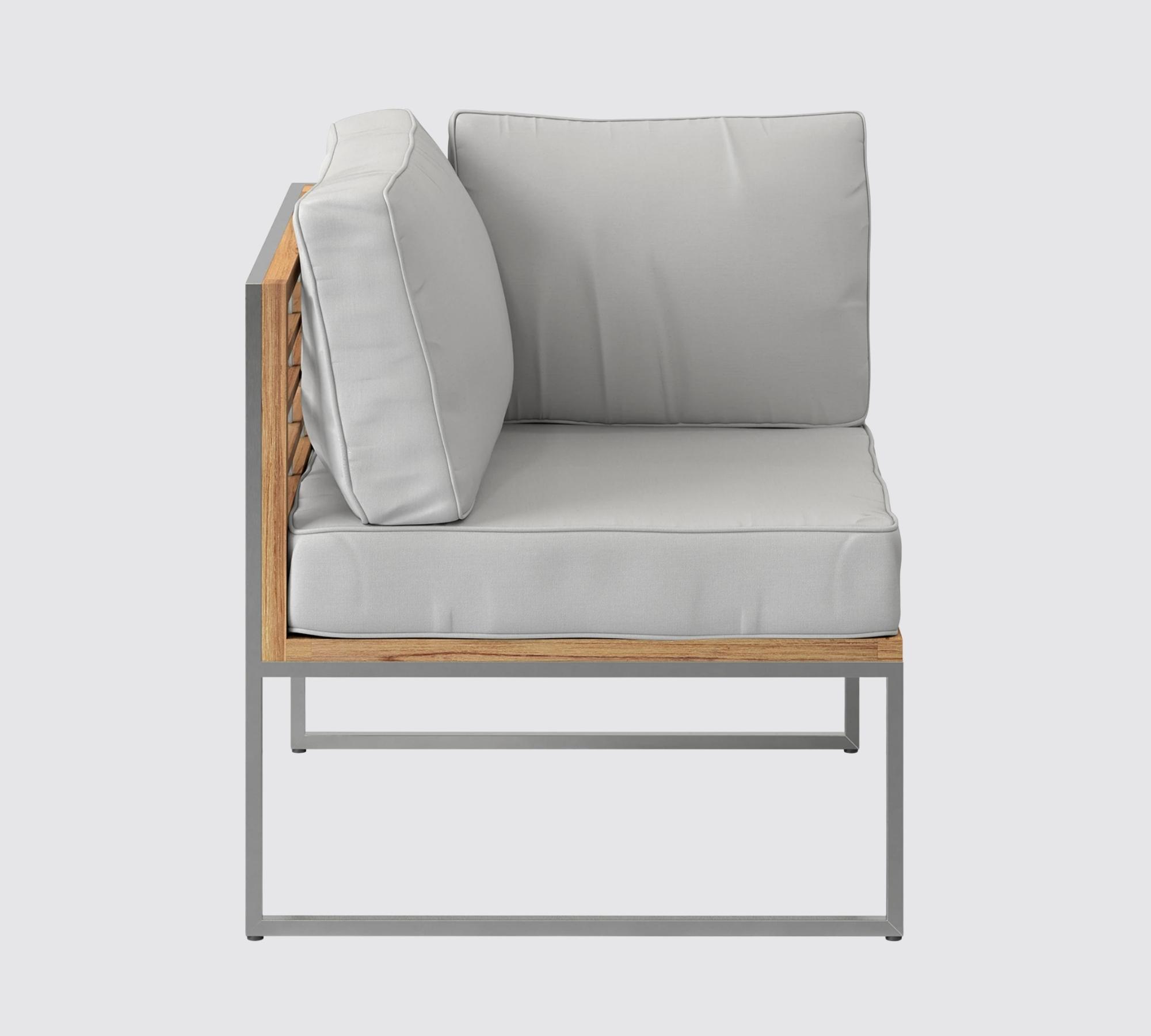Loungeecke aus gebürstetem Edelstahl mit Teak 