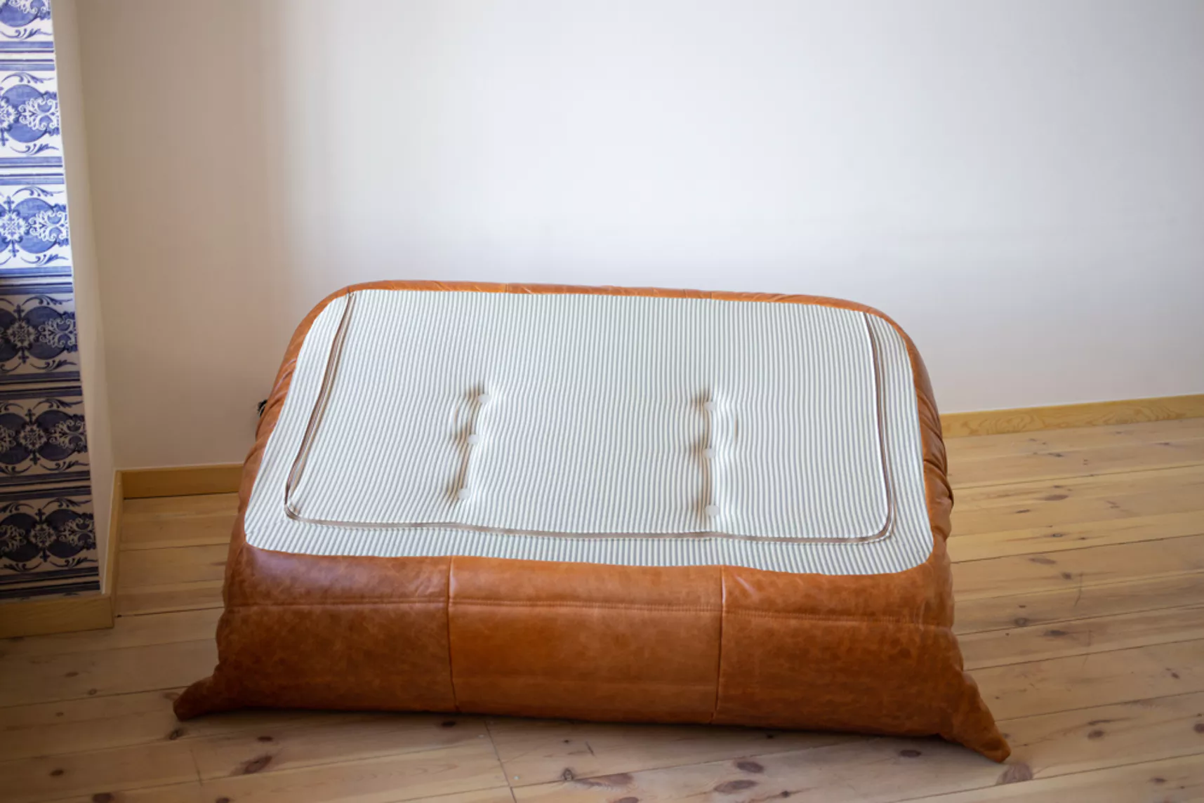 Divano Togo 2 posti pelle pull-up marrone pino