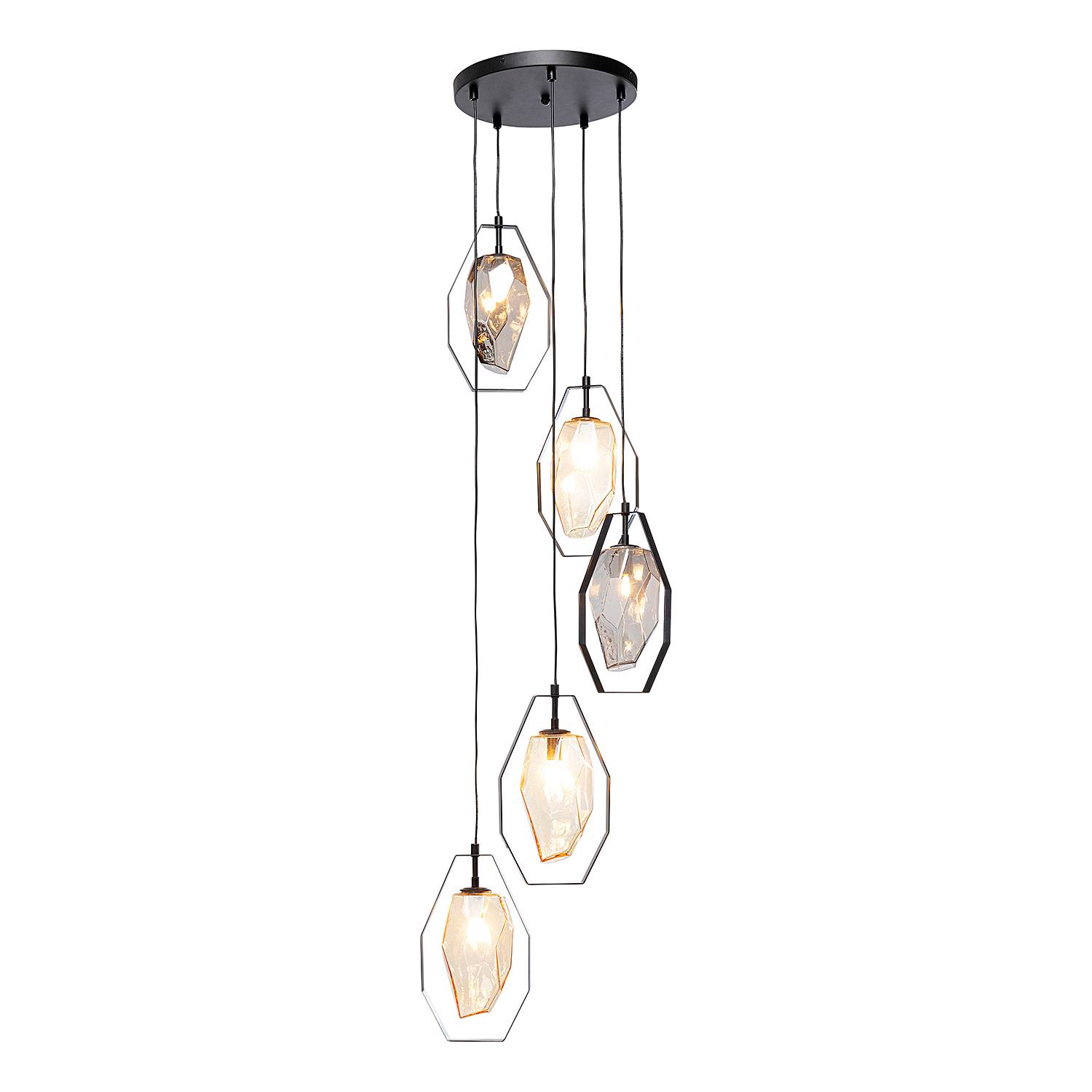 Diamond Fever Spiral Pendant Light 5-bulb Steel Black