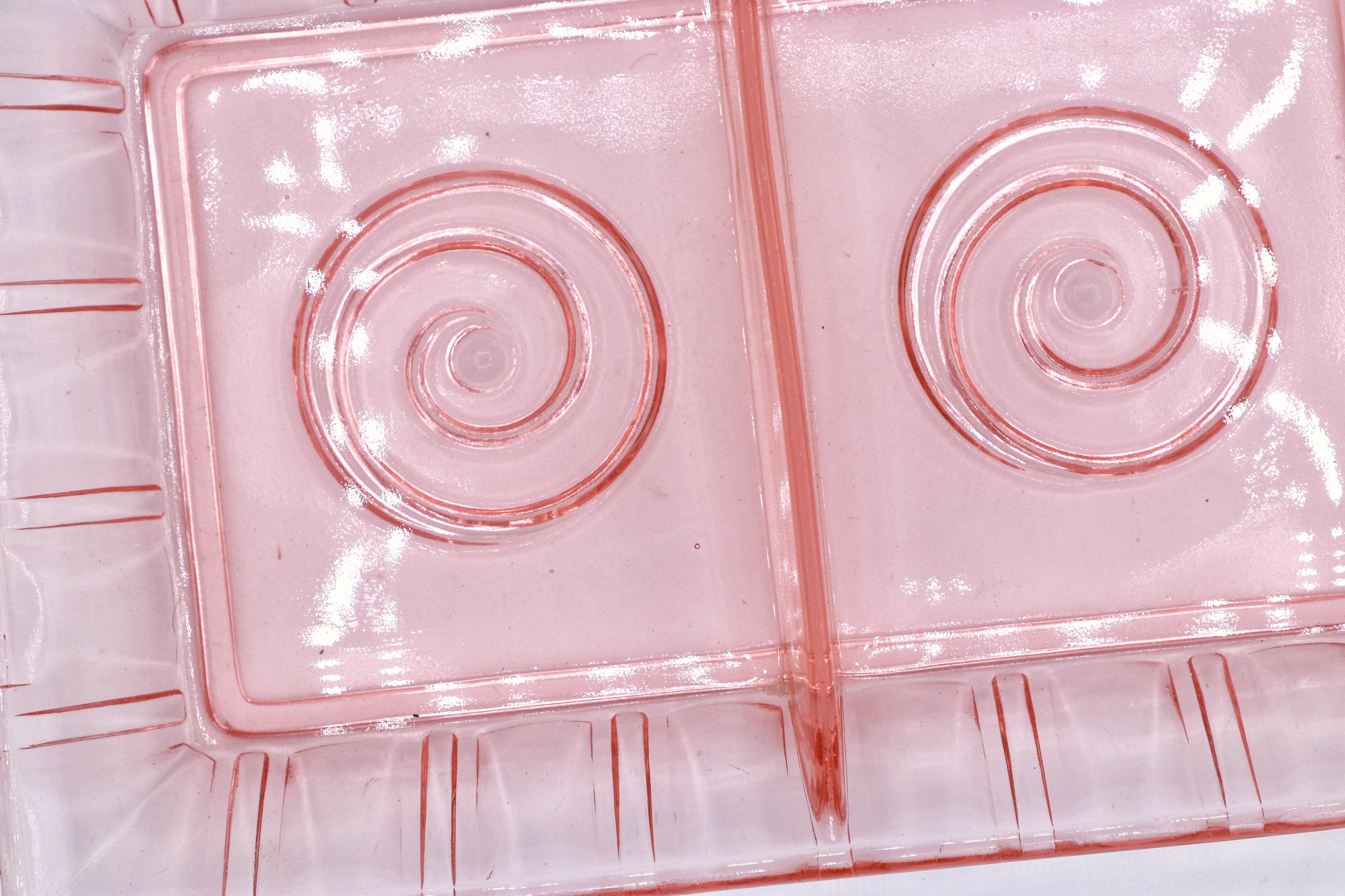 Vintage tray pressed glass pink 1930s