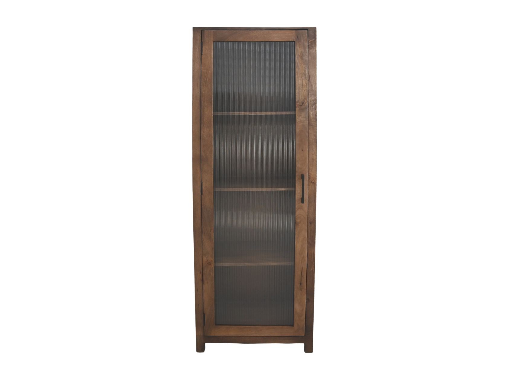 Vitrine mit Tür Mangoholz Glas