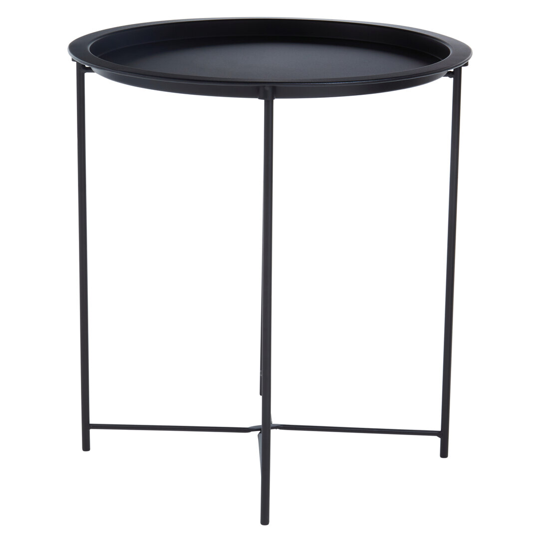 Steel Round Side Table Metal Black