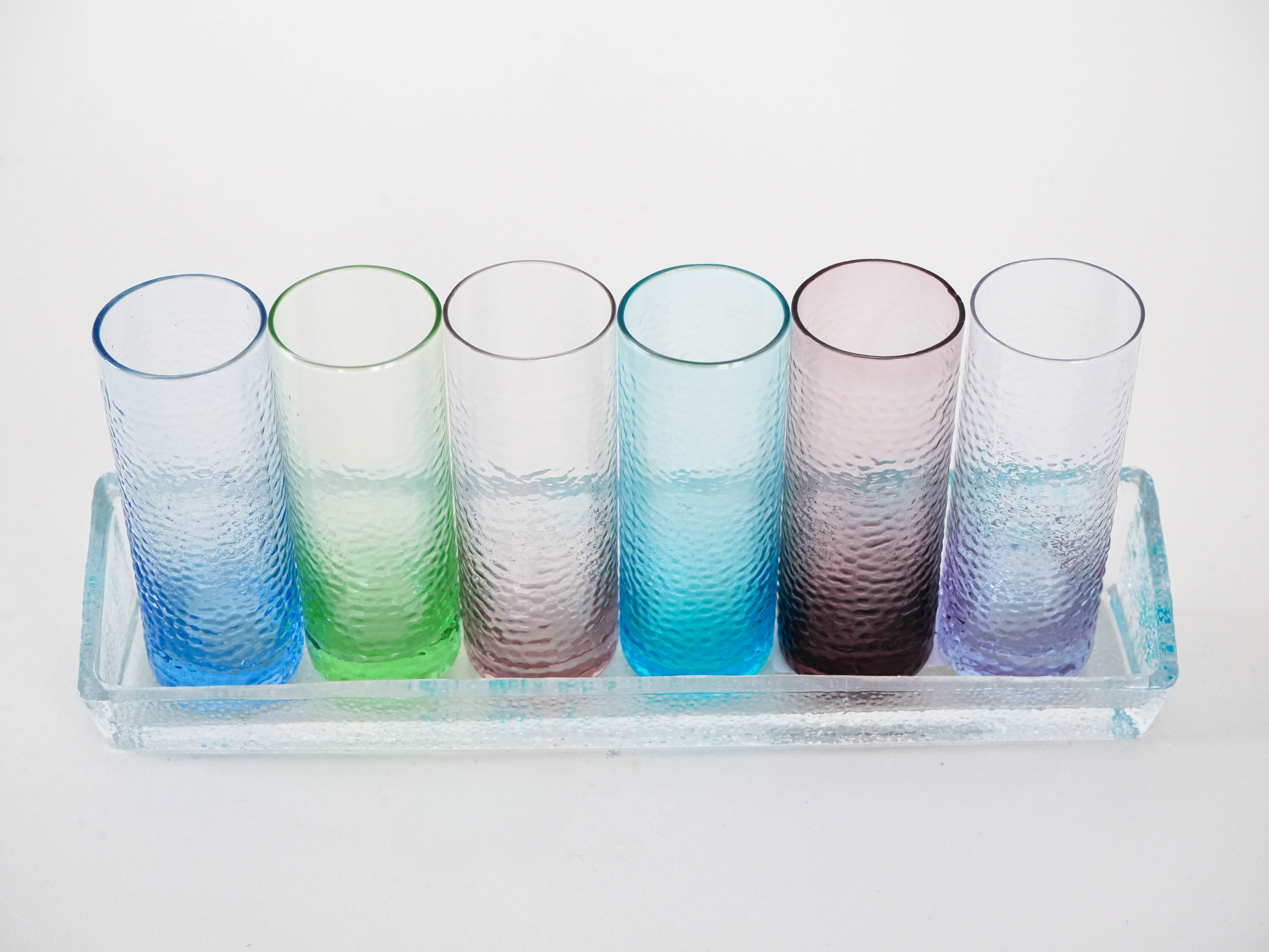 Glass set with tray multicolored 1970s