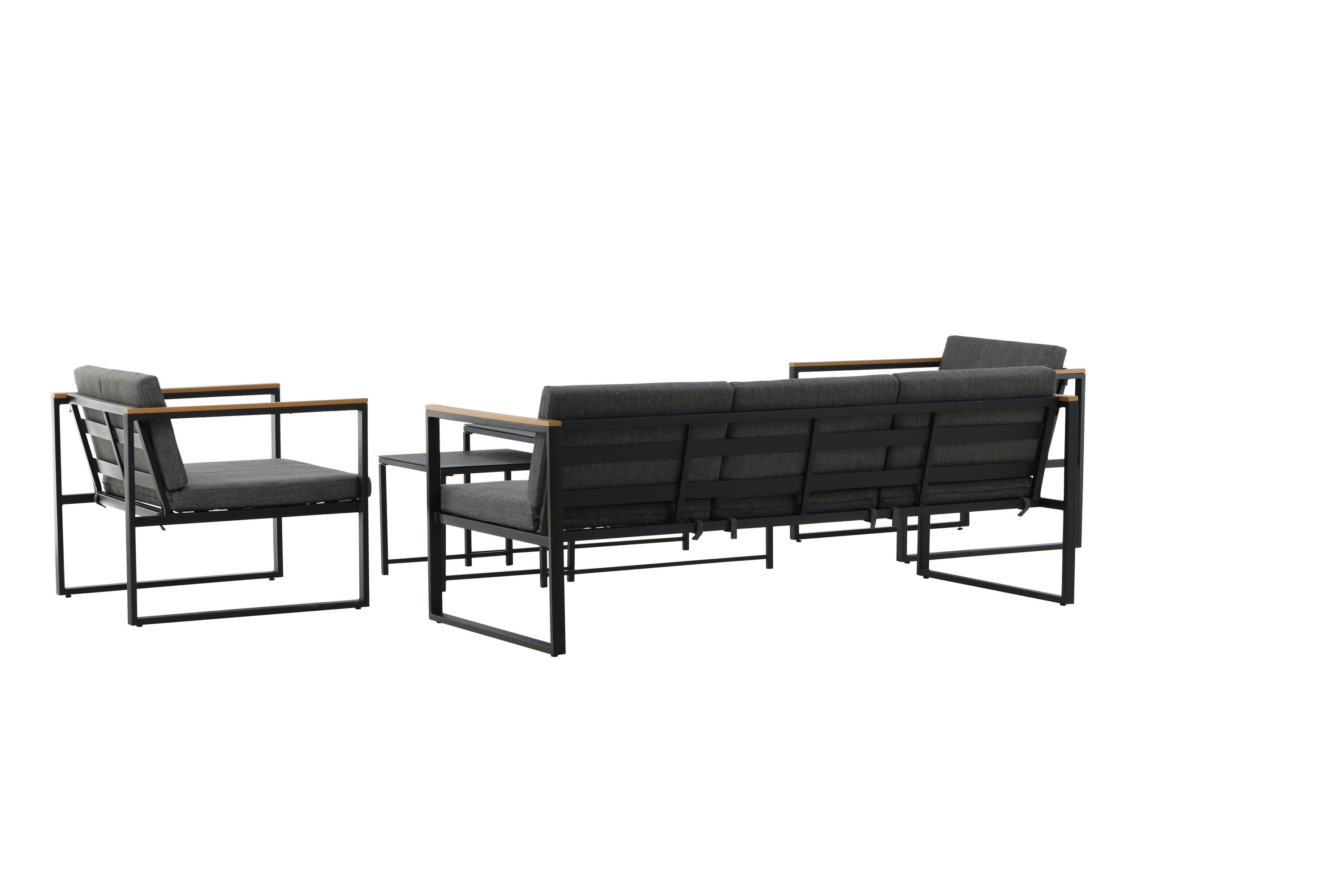 Dakar Sofa Set Steel Textile Grey Black