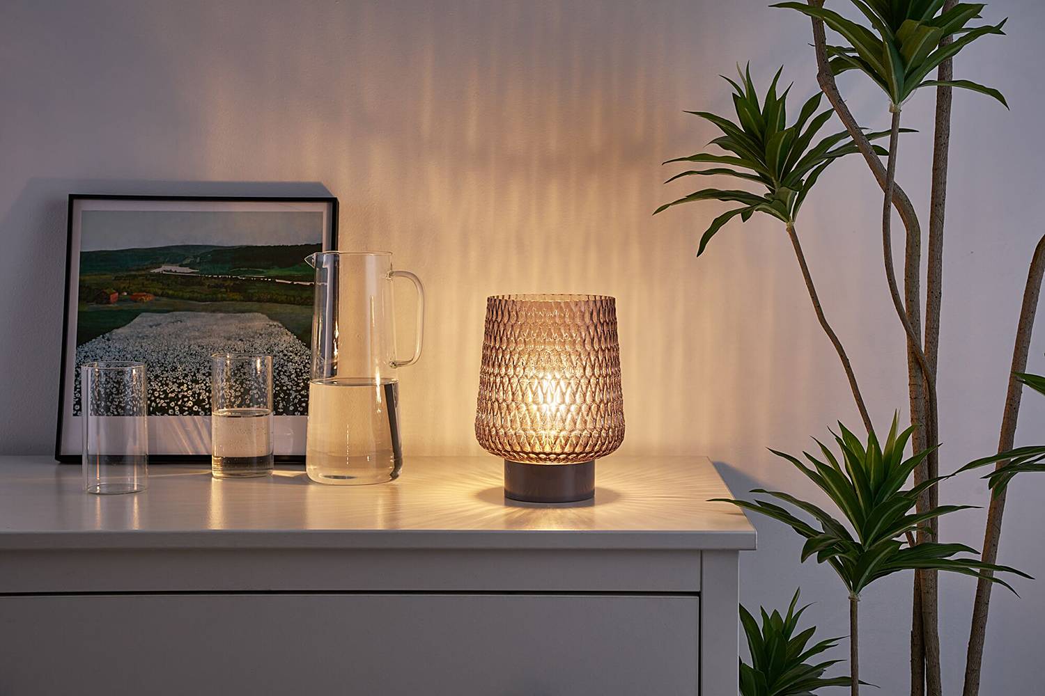 Glamour Typ B Tischleuchte Aluminium Farbglas 1-flammig