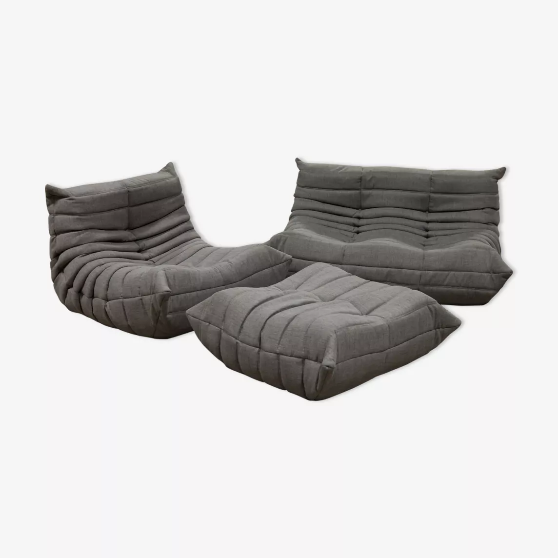 Togo Set Lounge 3 pezzi tessuto grigio caldo