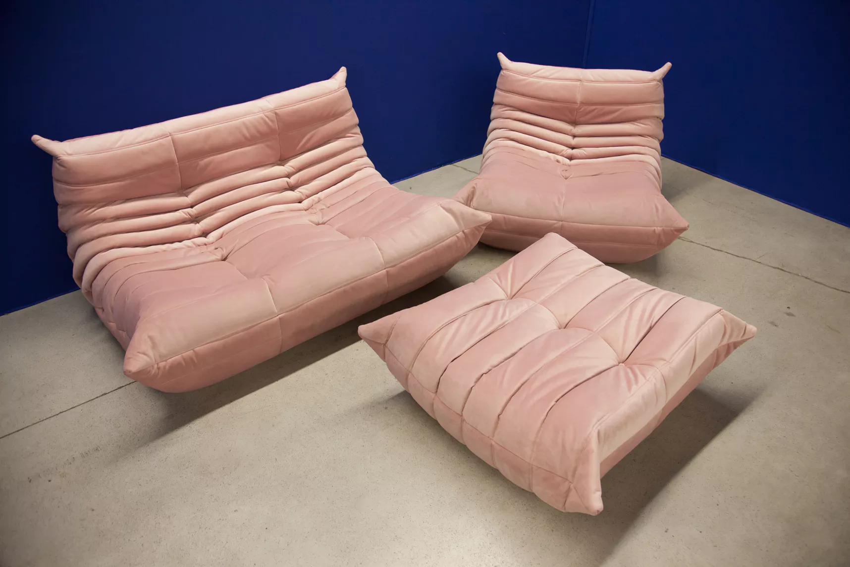 Togo Lounge Set 3-pc. Velvet Light Pink