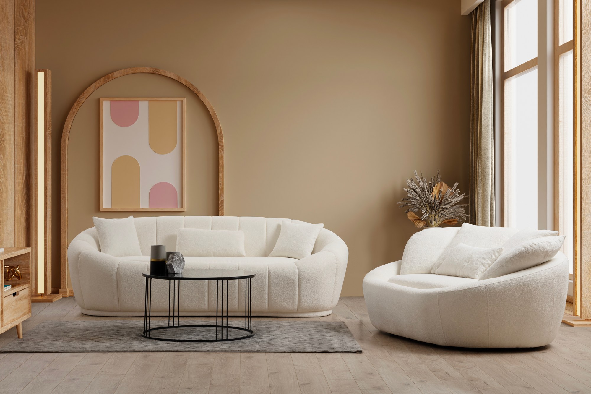 Elegantes Sofa 3-Sitzer Creme