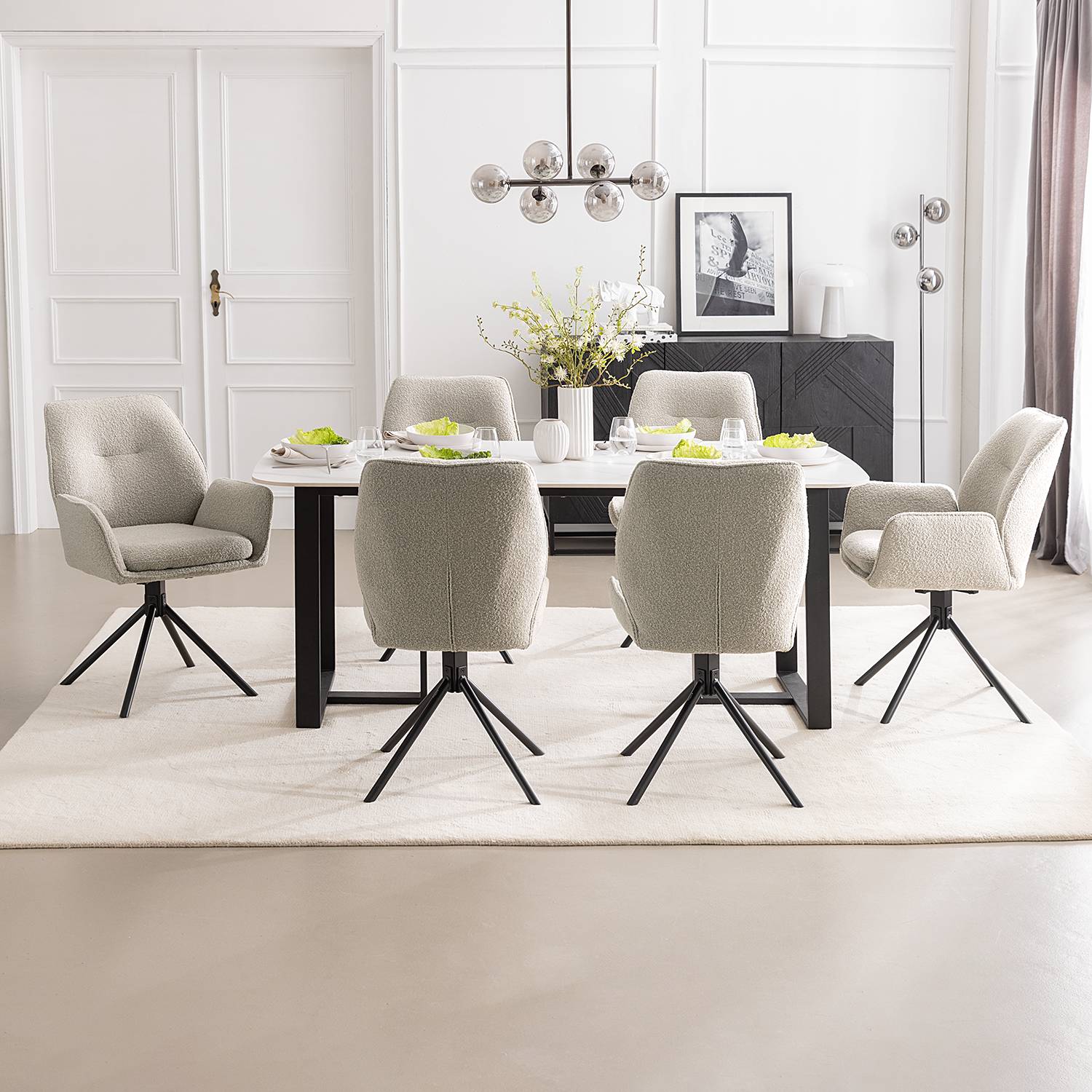 Mollvika Esszimmerstuhl 2er-Set Grau Bouclé 