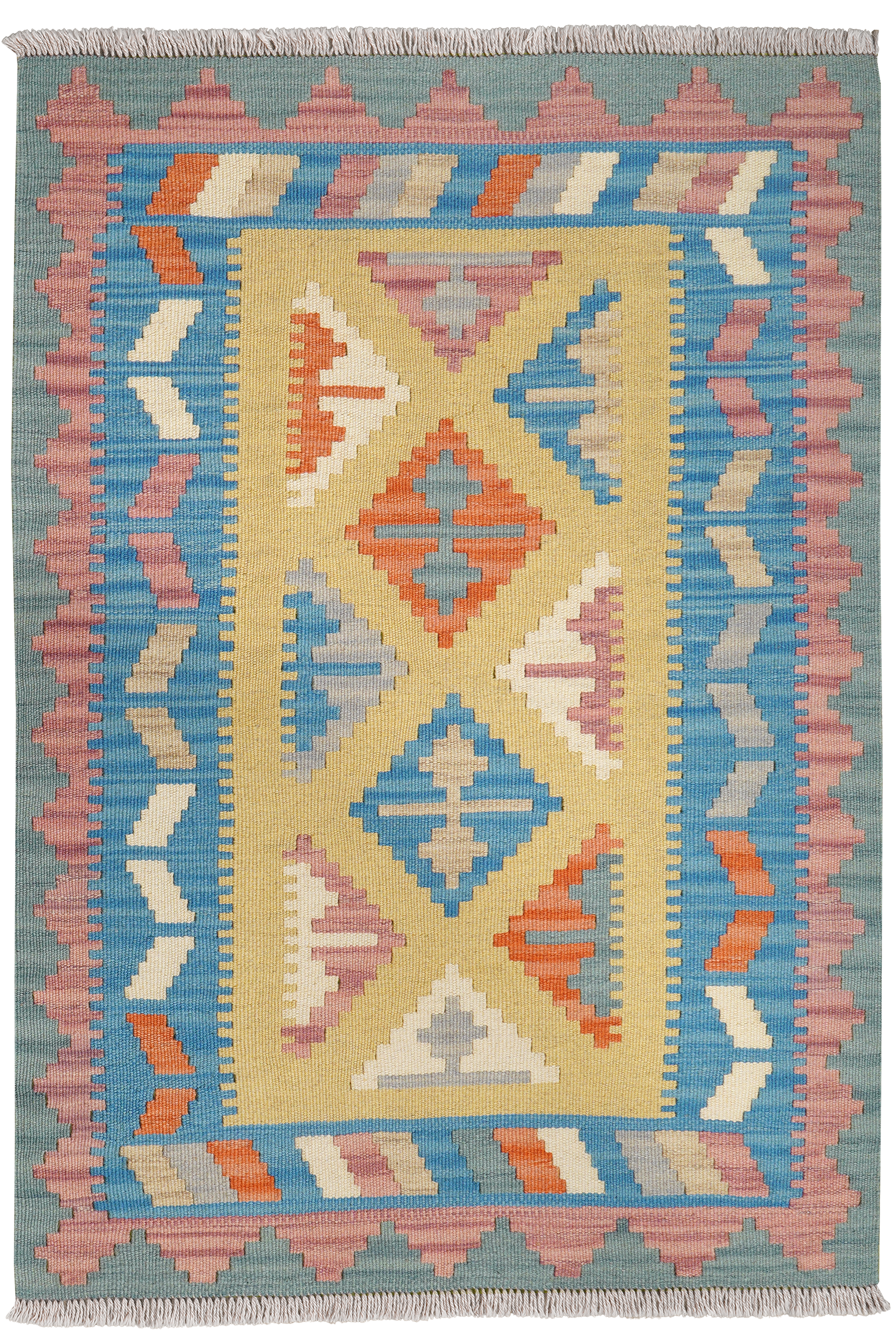 Tappeto Kilim Gashgai lana giallo