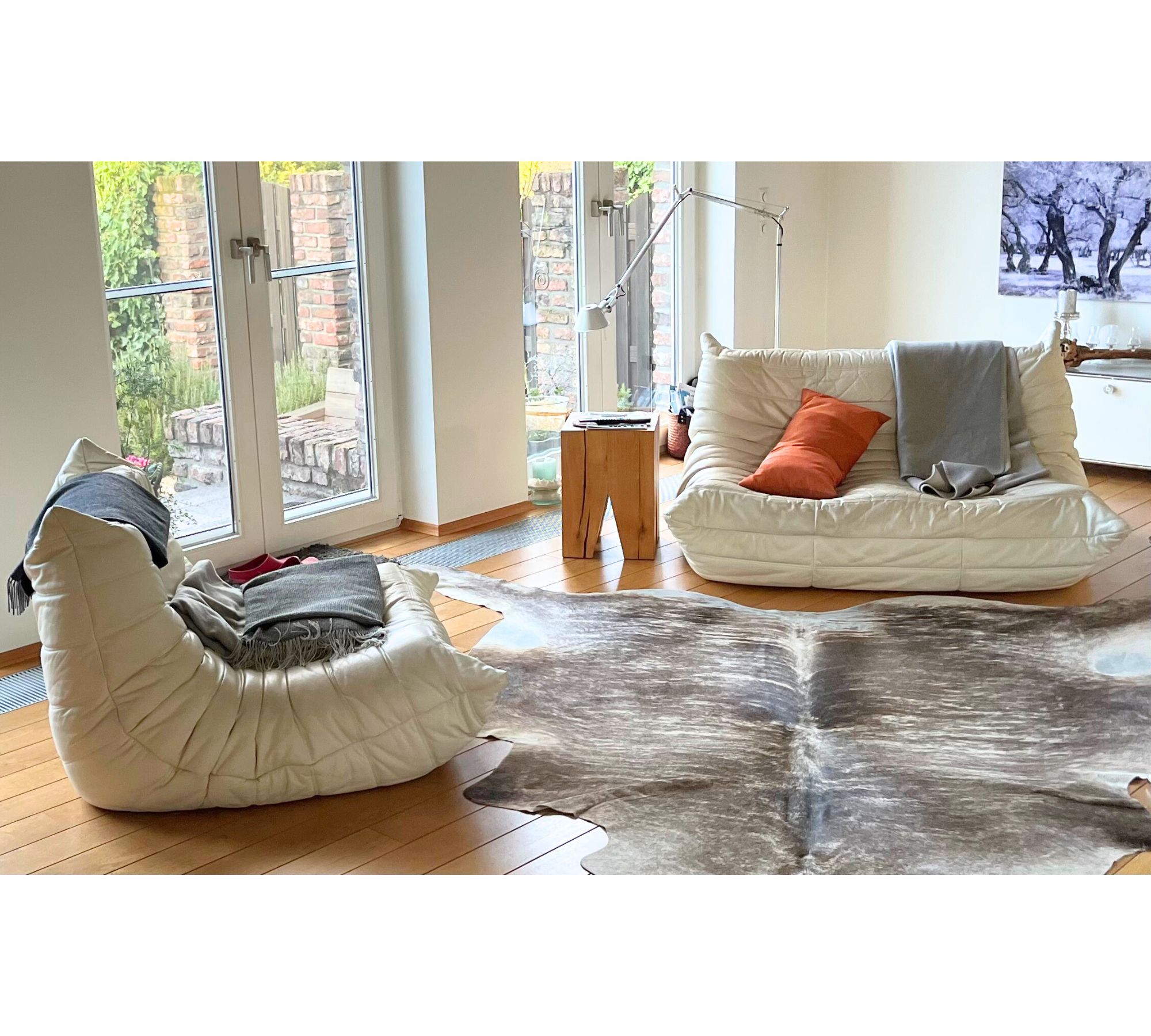 Togo Sofa 2-Sitzer & Sessel Leder Diva Blanc