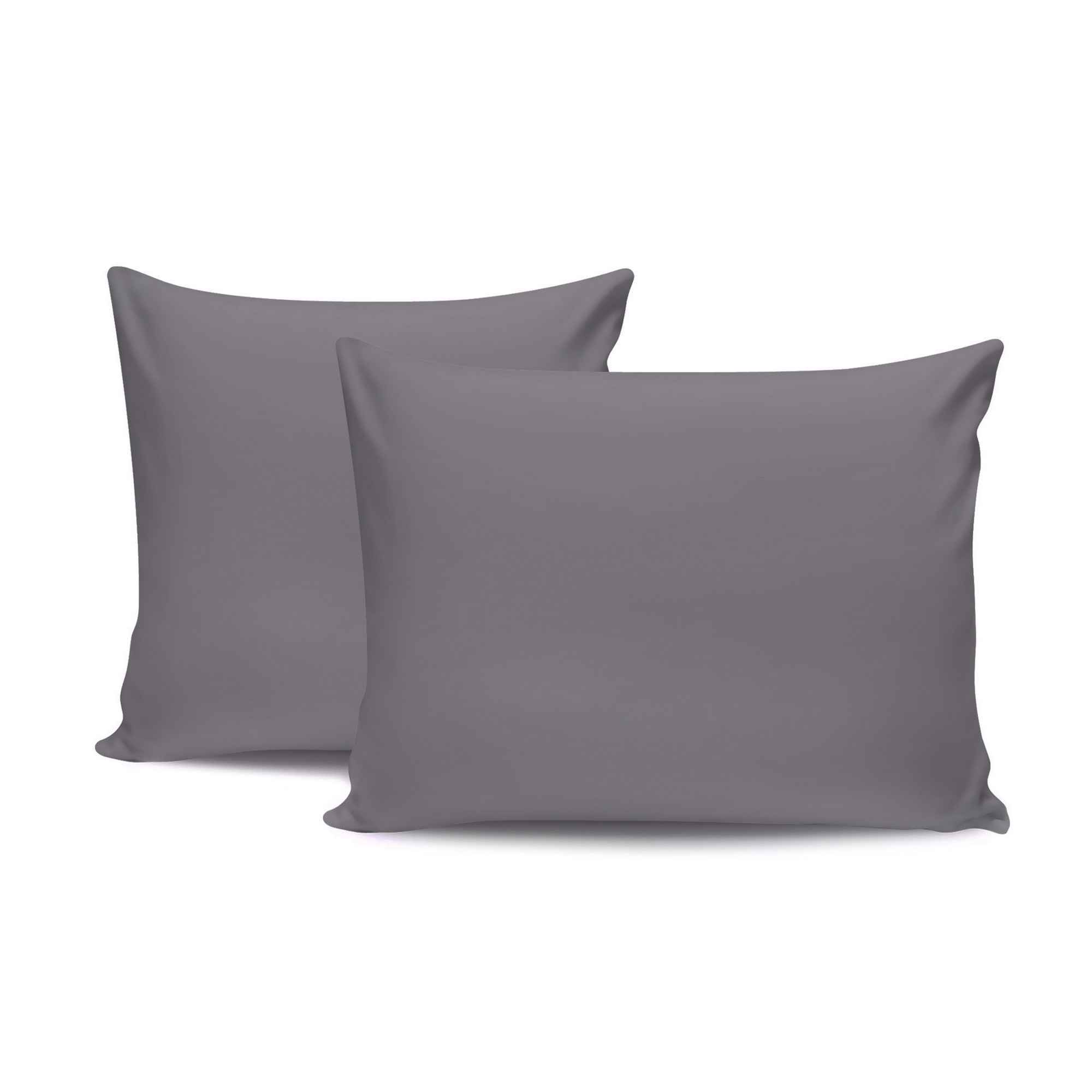 2x Pillowcase Ranforce Cotton Gray