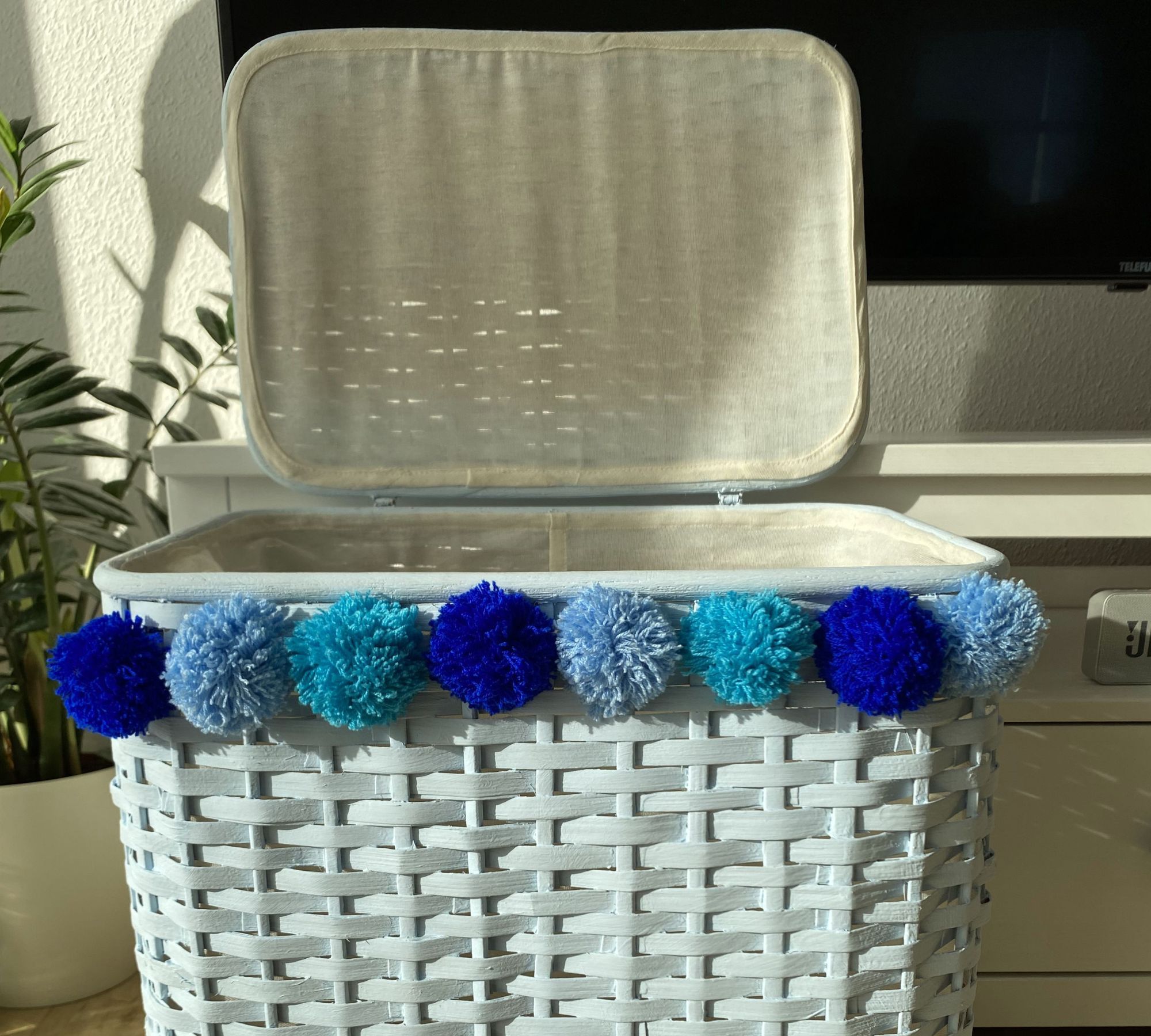 Aufbewahrungskorb Bambus Blau