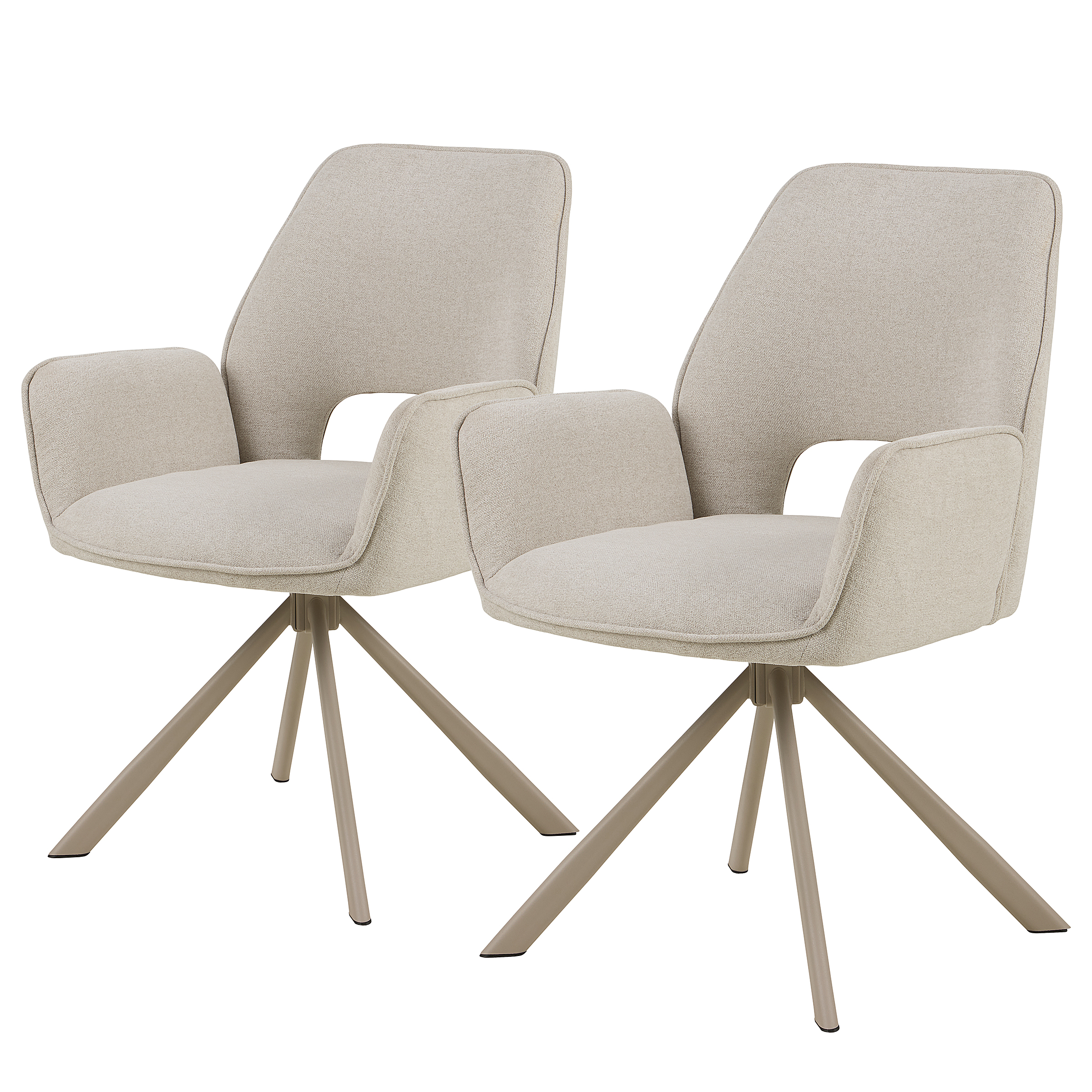 2x Sigio Armlehnenstuhl-Set Webstoff Aphra Beige