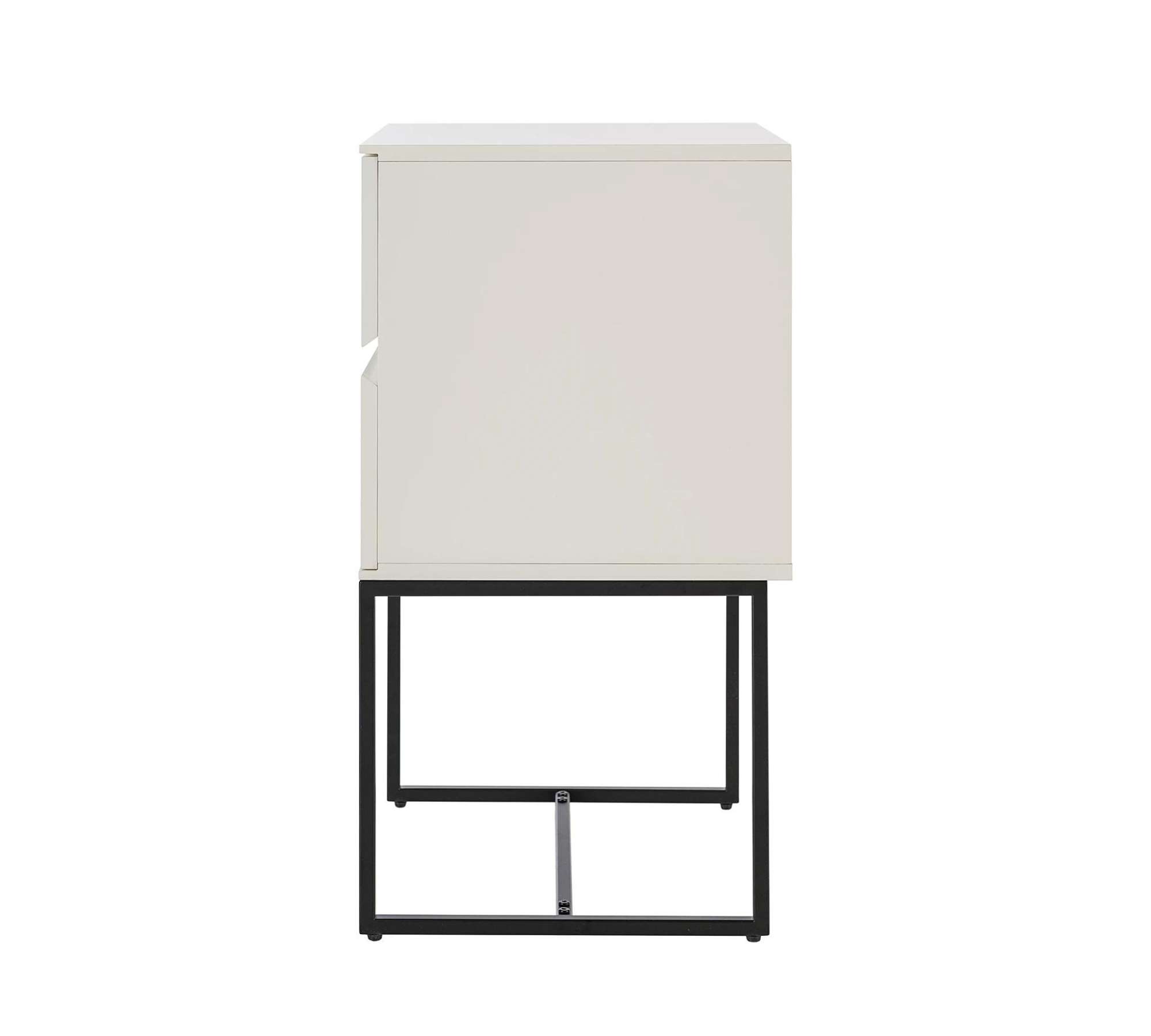 Nachtkommode Holz Metall Weiß