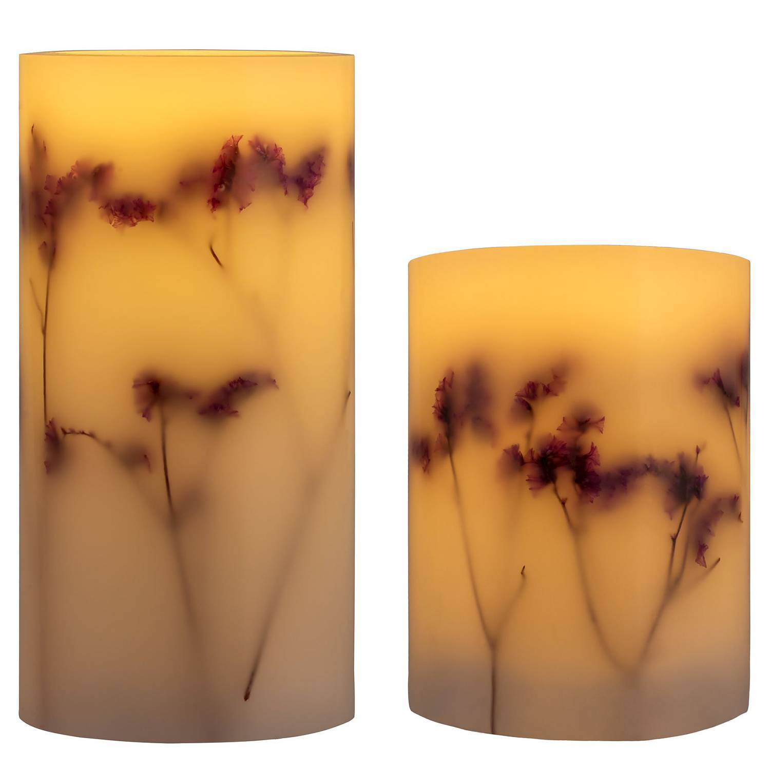 2x Shiny Bloom Wax Candle White