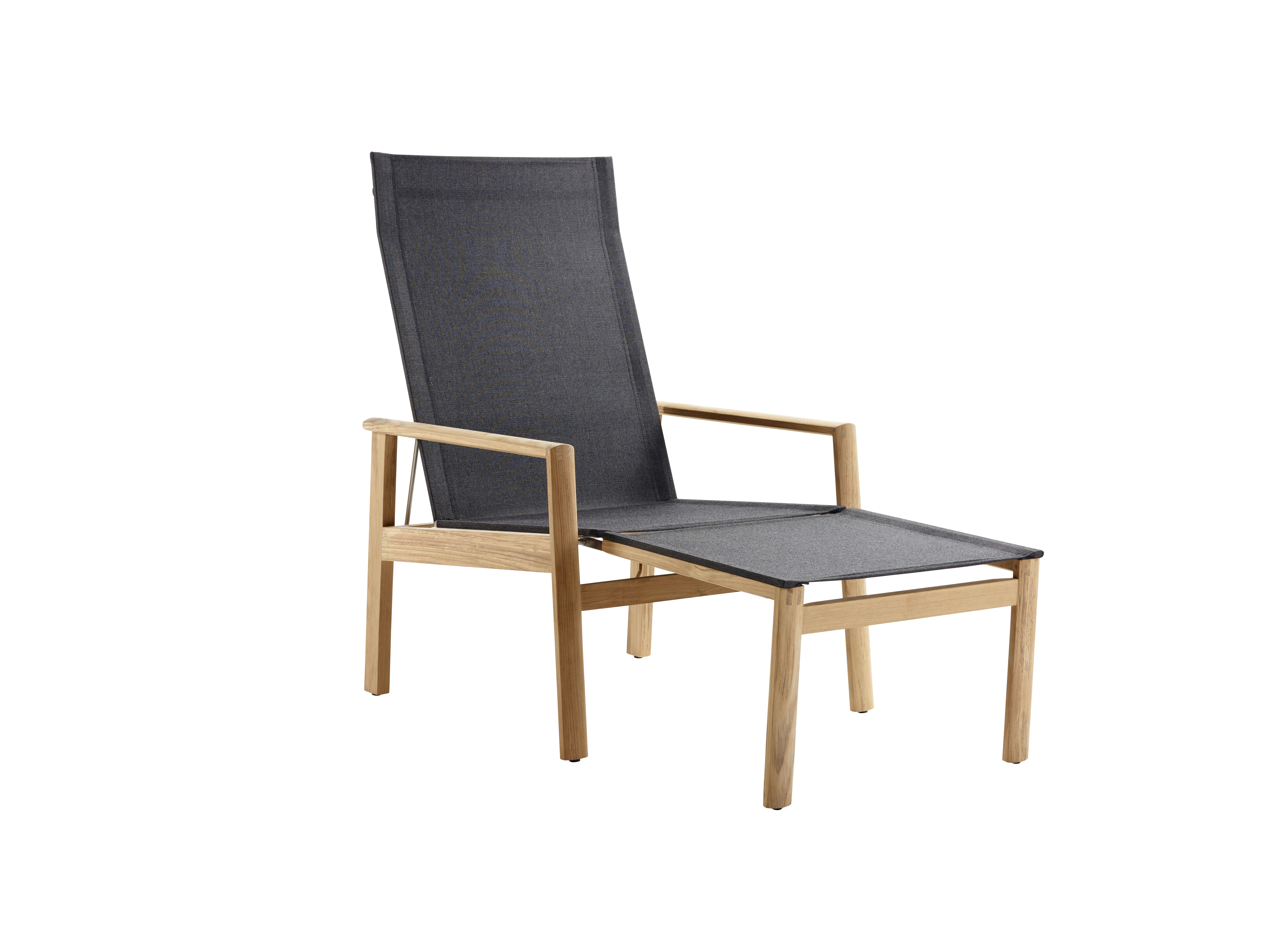 Safari Deckchair mit Hocker Teak Anthrazit