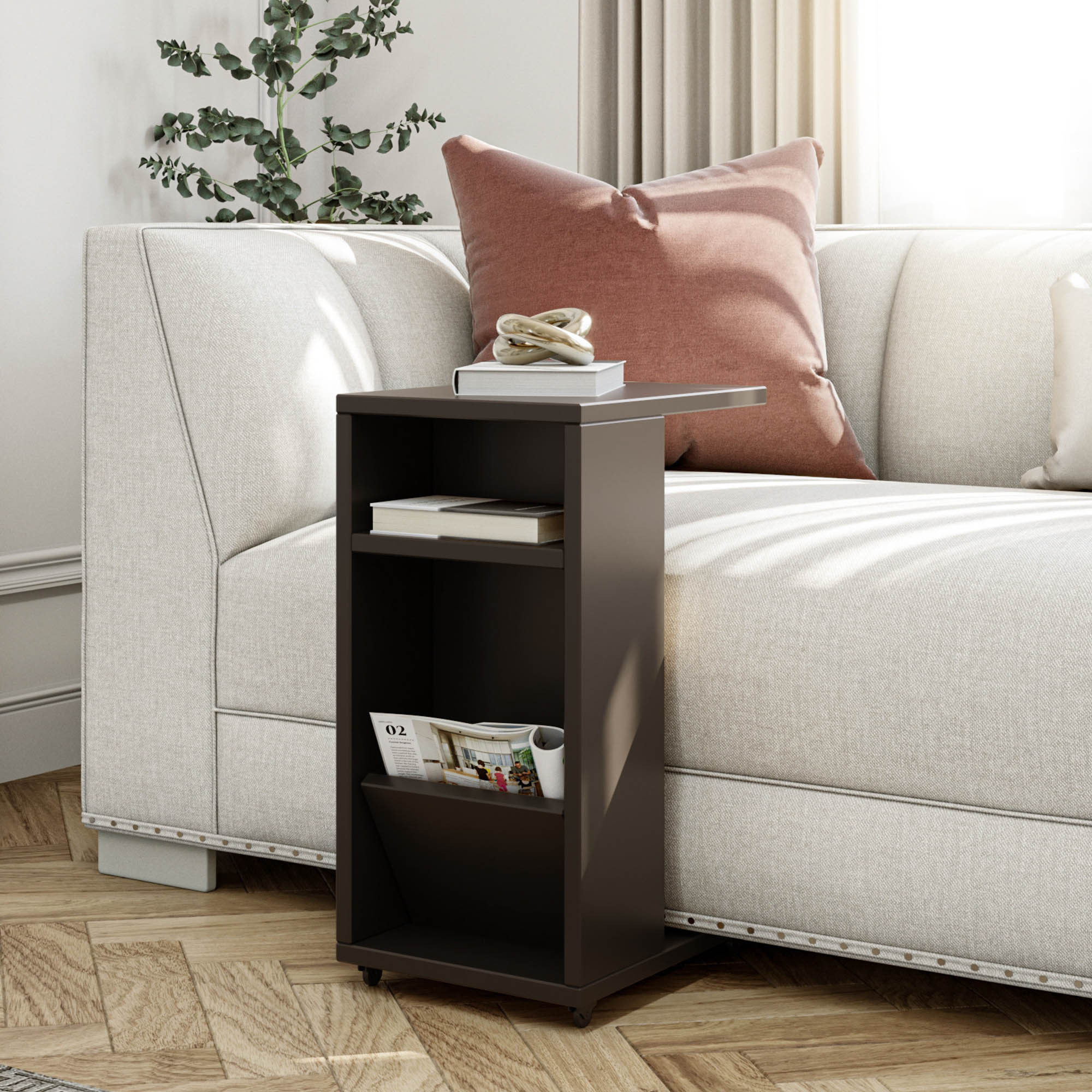 Filinta Side Table Wood Veneer Anthracite